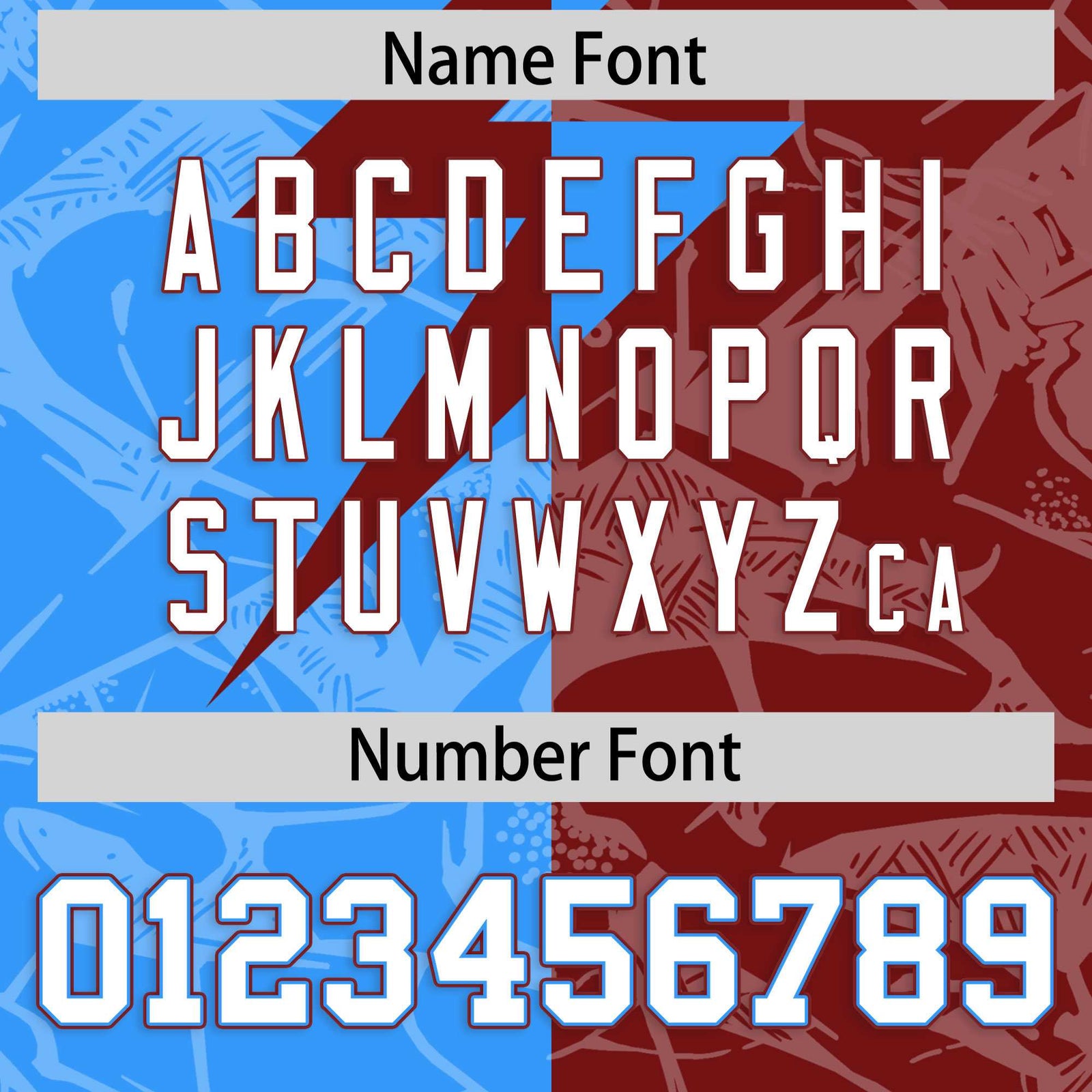 Custom Crimson Light Blue Split Personalized Lightning Pattern Football Jersey