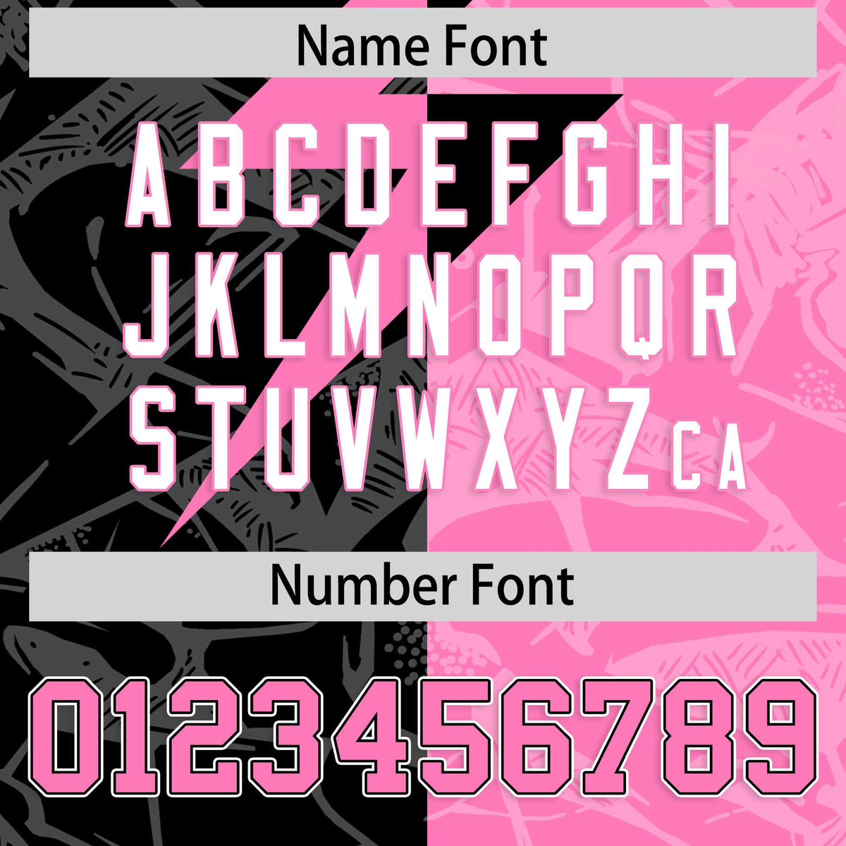 Custom Pink Black Split Personalized Lightning Pattern Football Jersey