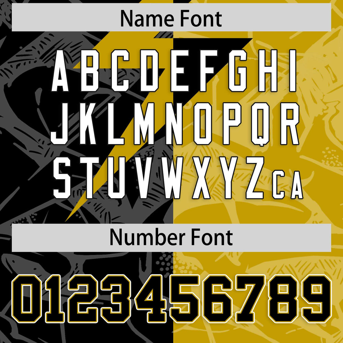 Custom Old Gold Black Split Personalized Lightning Pattern Football Jersey