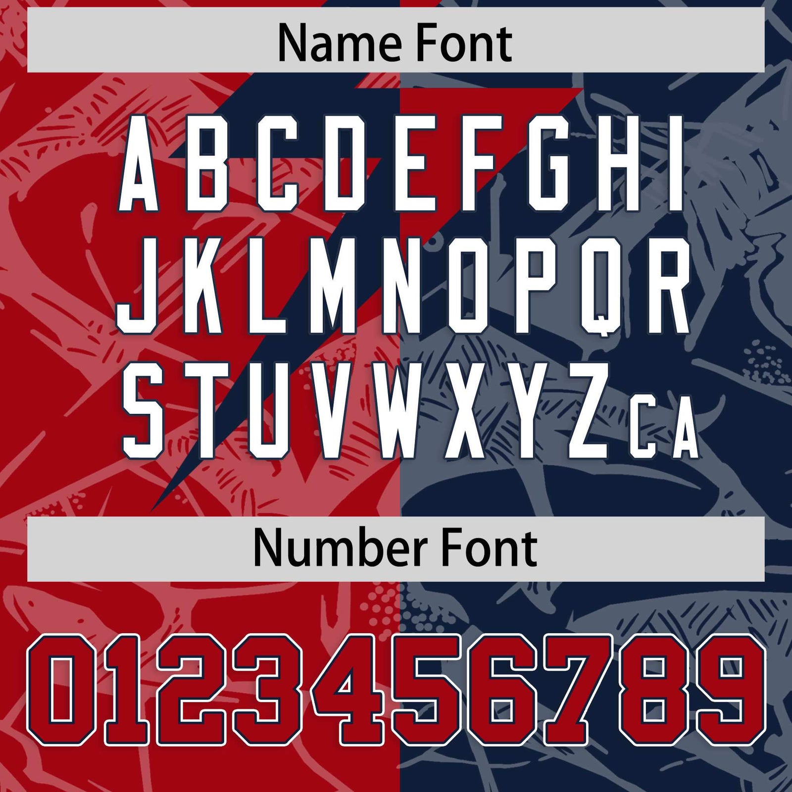 Custom Navy Red Split Personalized Lightning Pattern Football Jersey