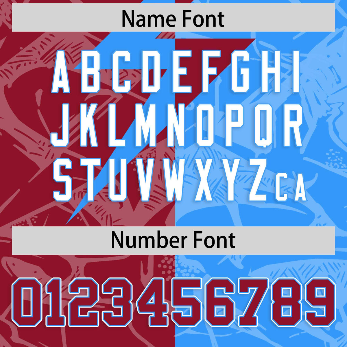 Custom Light Blue Cardinal Split Personalized Lightning Pattern Football Jersey