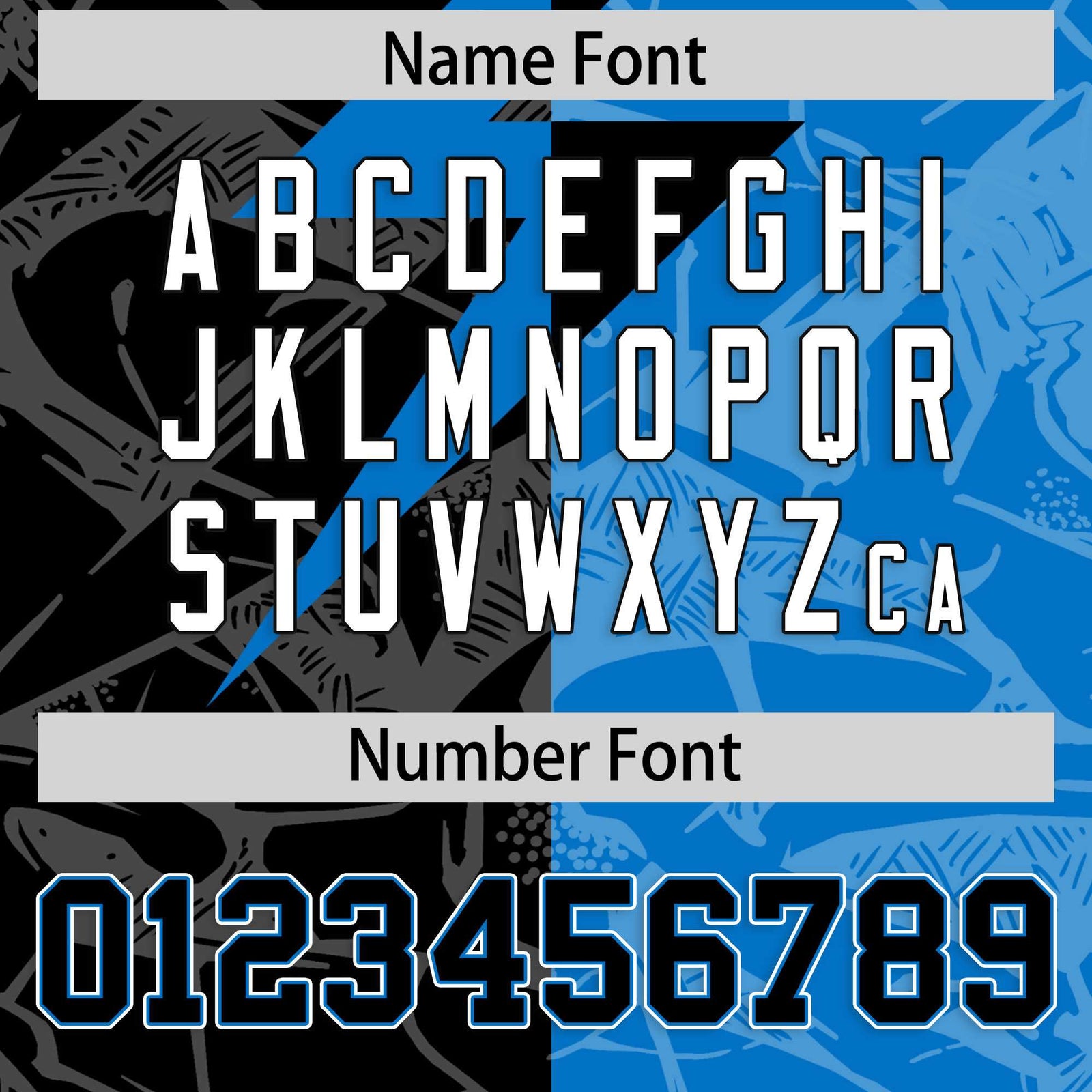 Custom Panther Blue Black Split Personalized Lightning Pattern Football Jersey