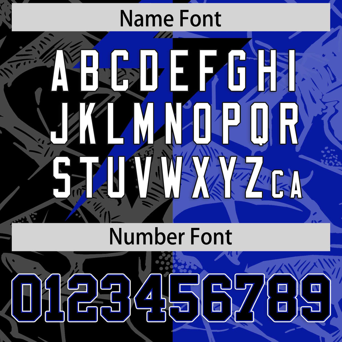 Custom Royal Black Split Personalized Lightning Pattern Football Jersey