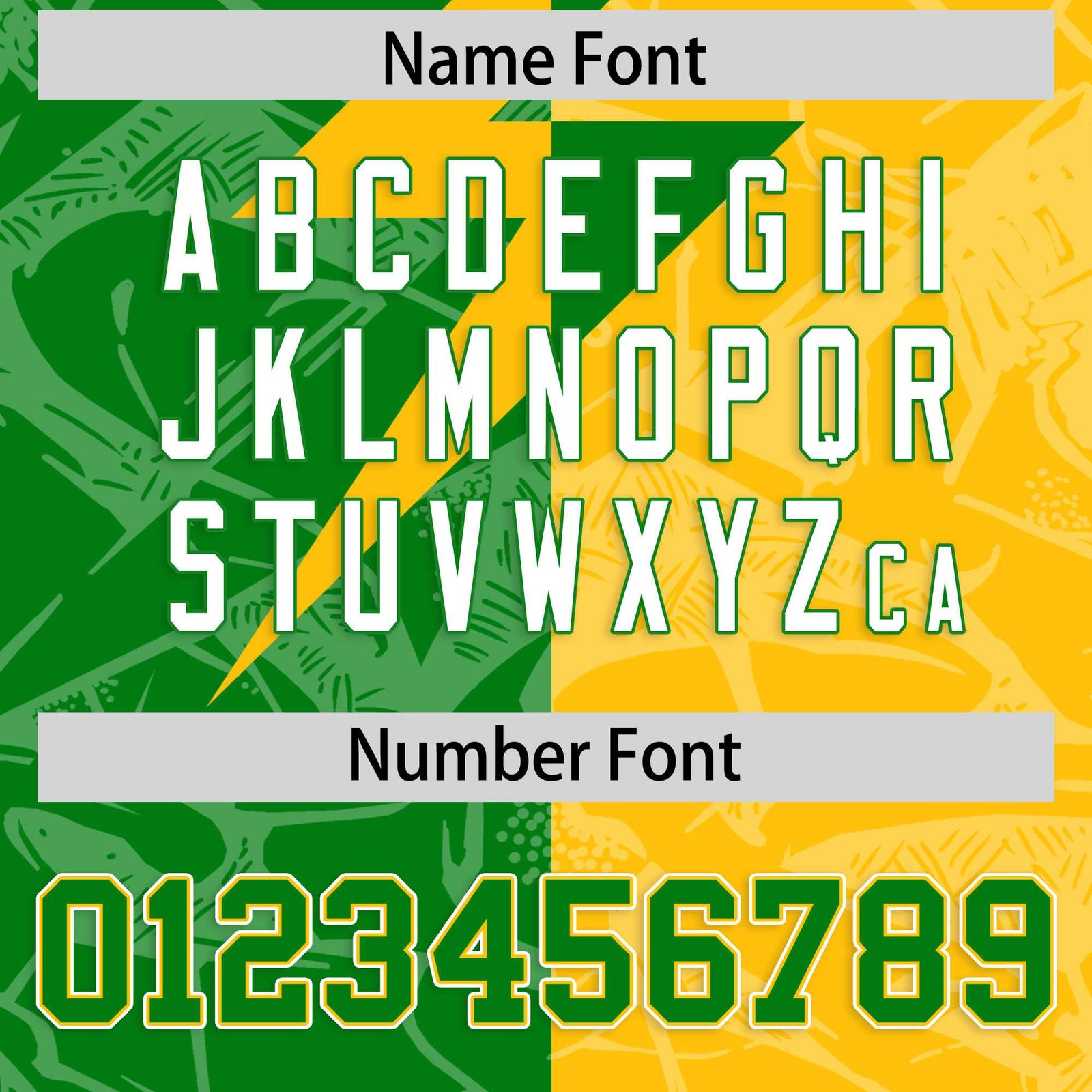 Custom Kelly Green Yellow Split Personalized Lightning Pattern Football Jersey