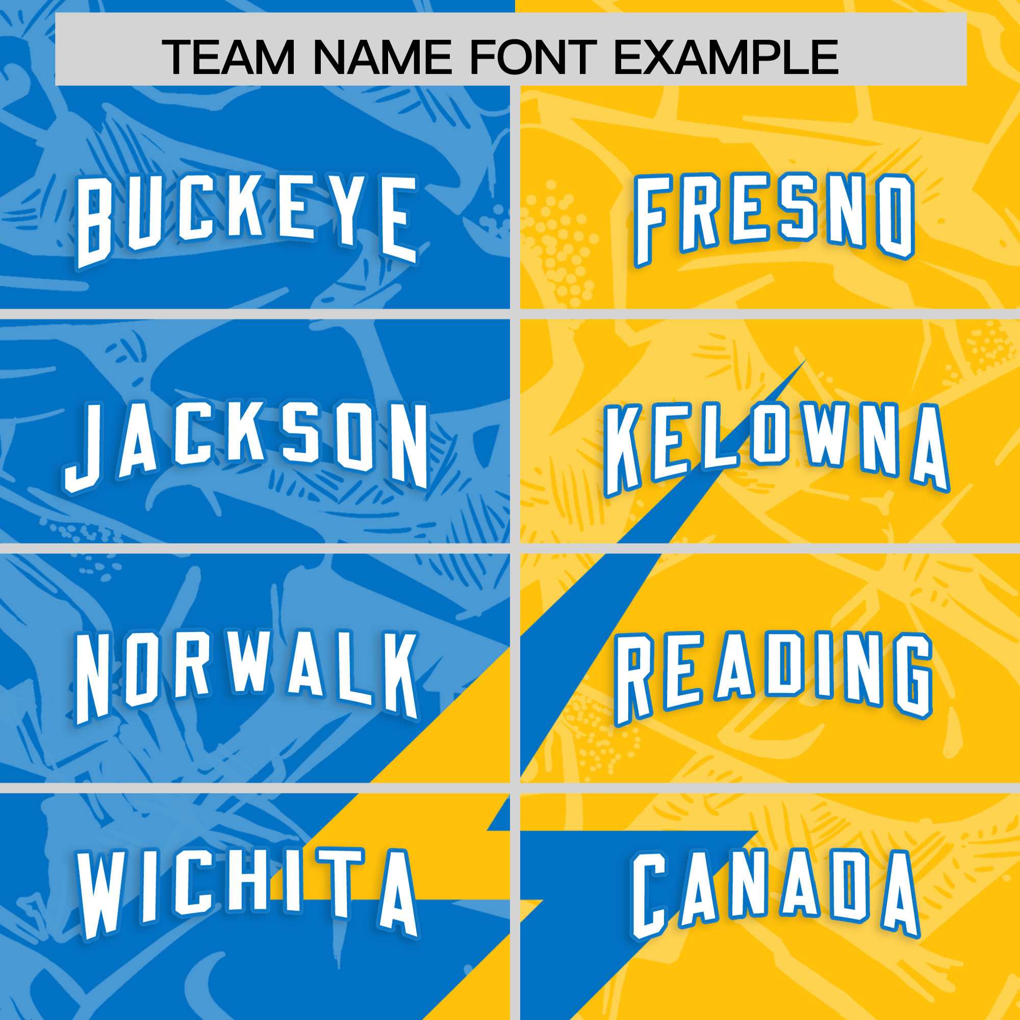 Custom Panther Blue Yellow Split Personalized Lightning Pattern Football Jersey