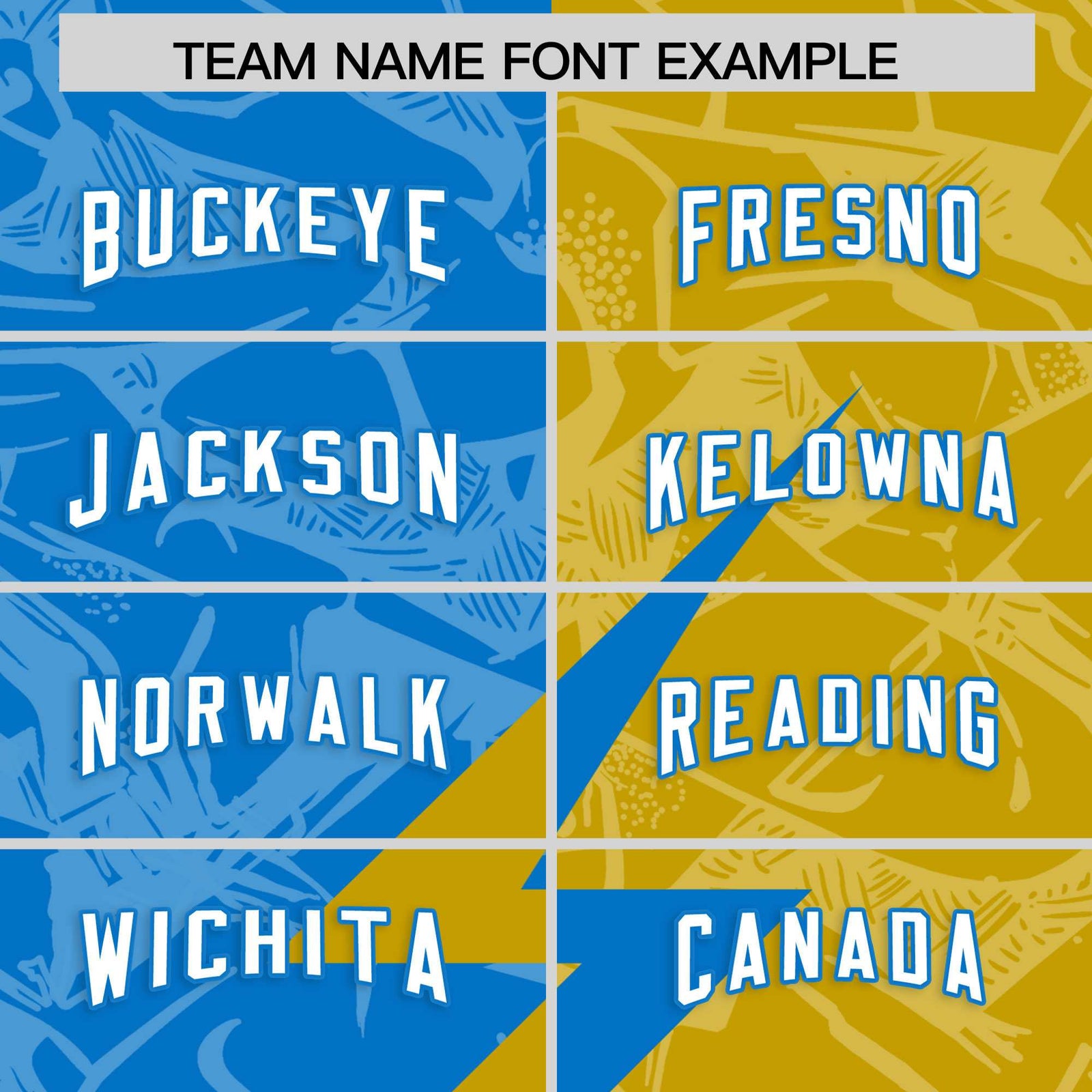 Custom Panther Blue Old Gold Split Personalized Lightning Pattern Football Jersey