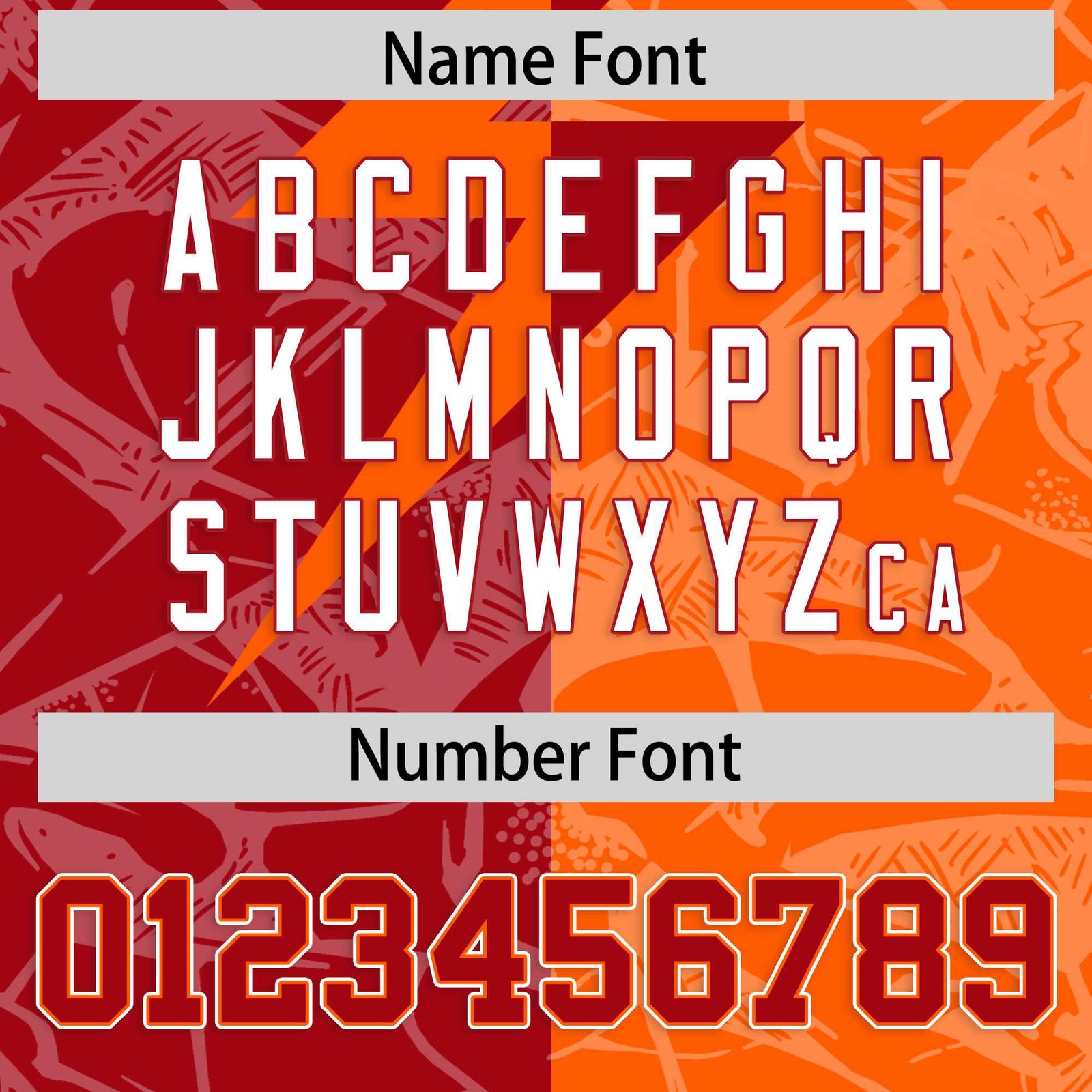 Custom Red Orange Split Personalized Lightning Pattern Football Jersey