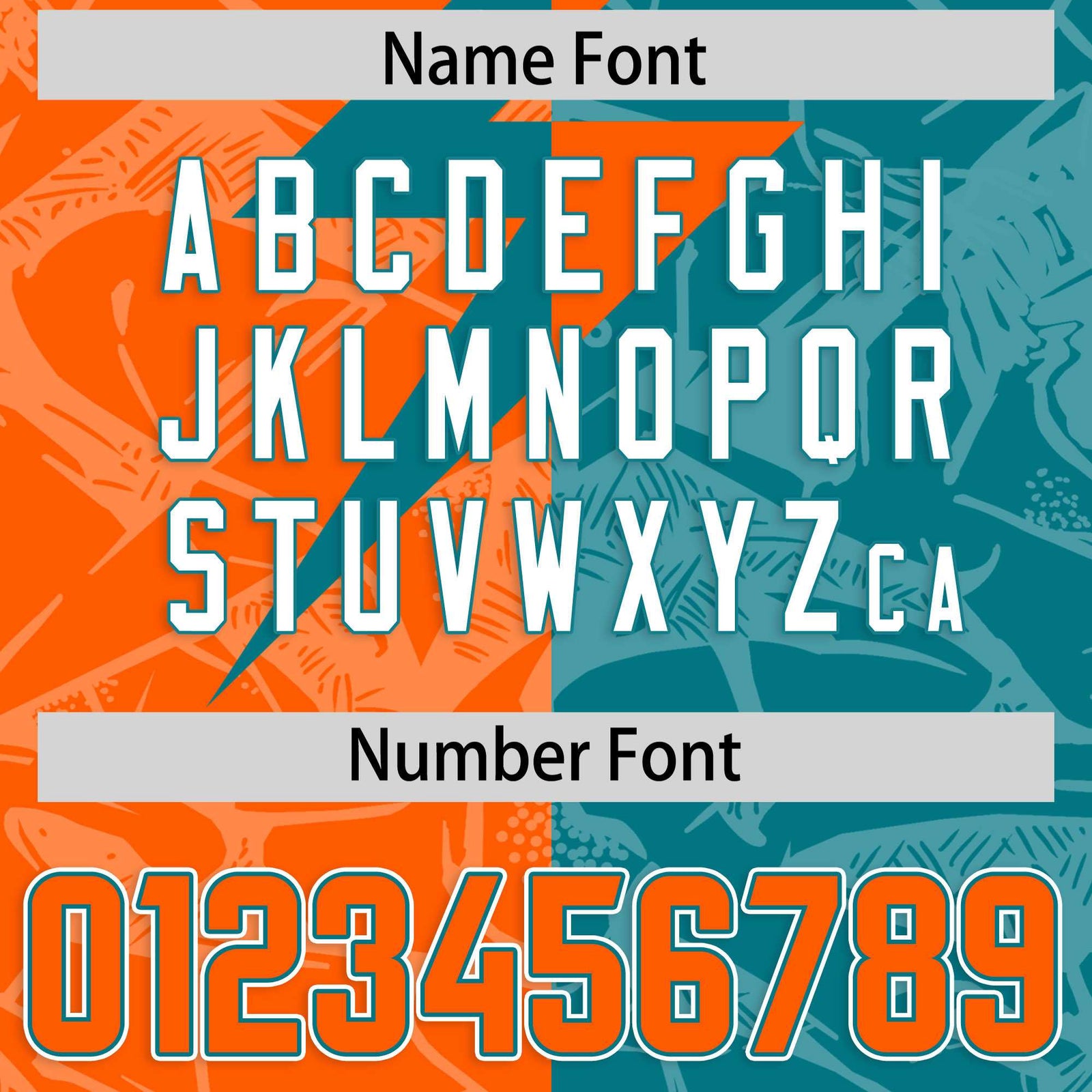 Custom Aqua Orange Split Personalized Lightning Pattern Football Jersey