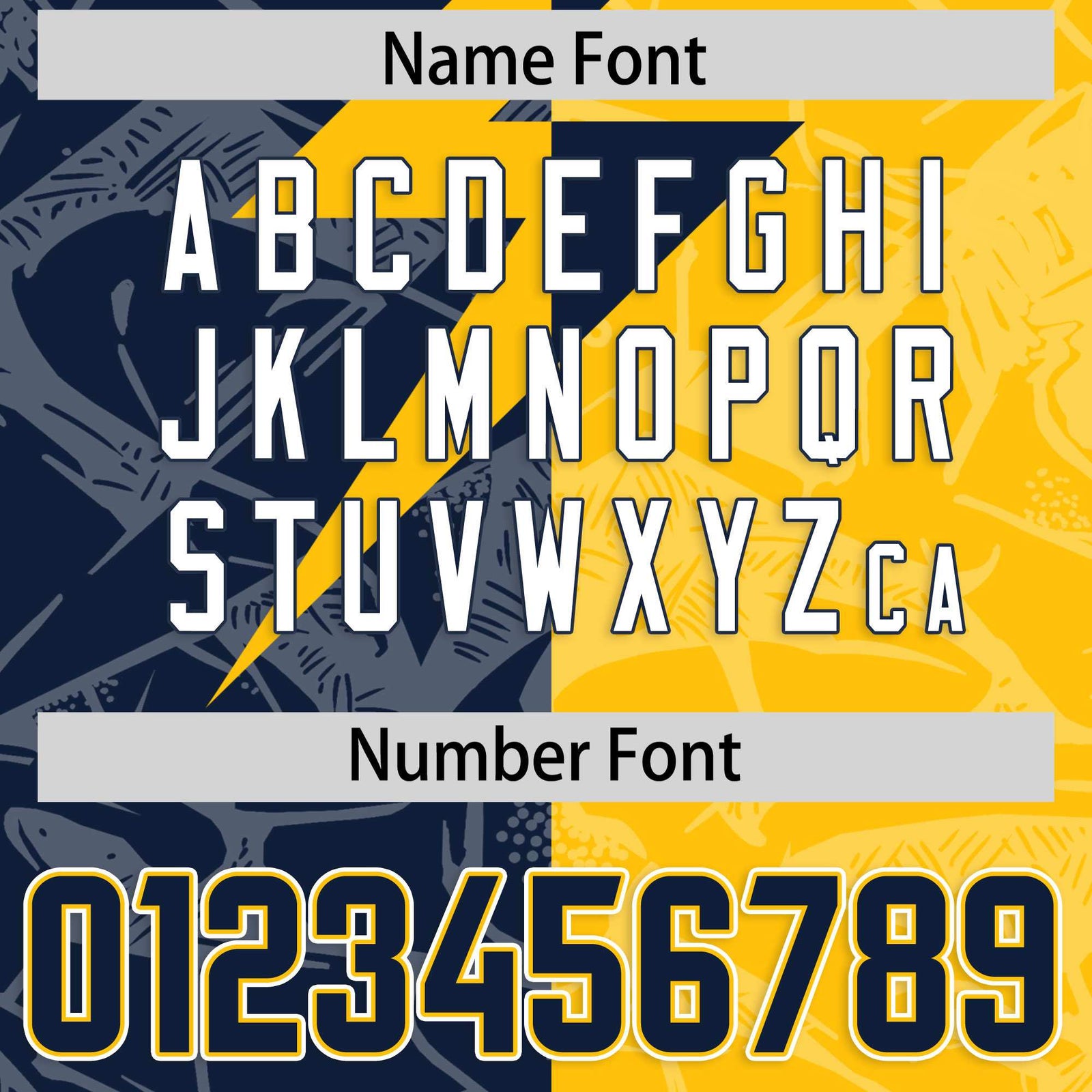 Custom Gold Navy Split Personalized Lightning Pattern Football Jersey