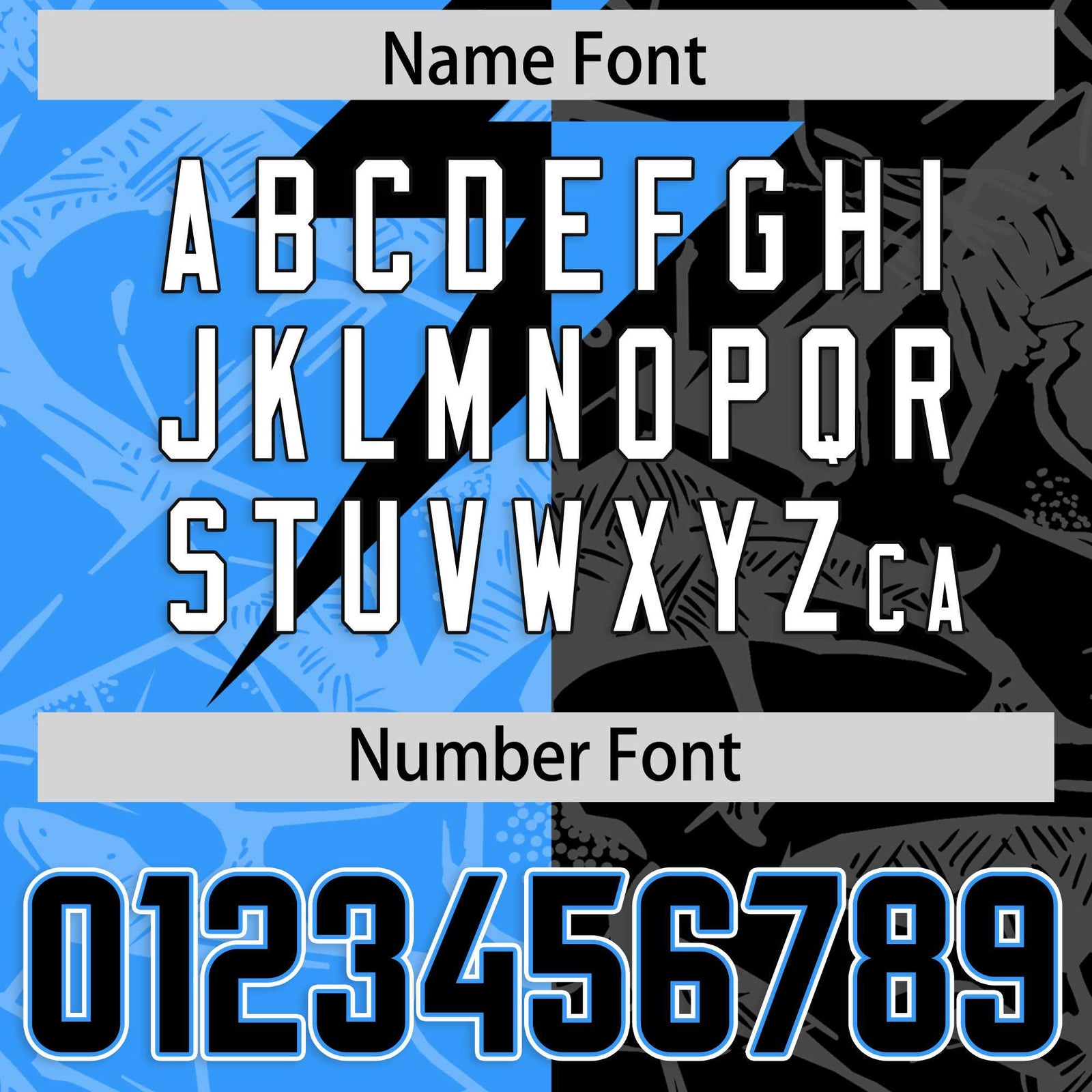 Custom Black Light Blue Split Personalized Lightning Pattern Football Jersey