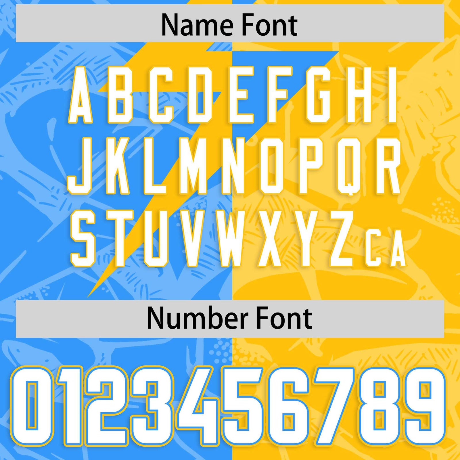 Custom Yellow Light Blue Split Personalized Lightning Pattern Football Jersey