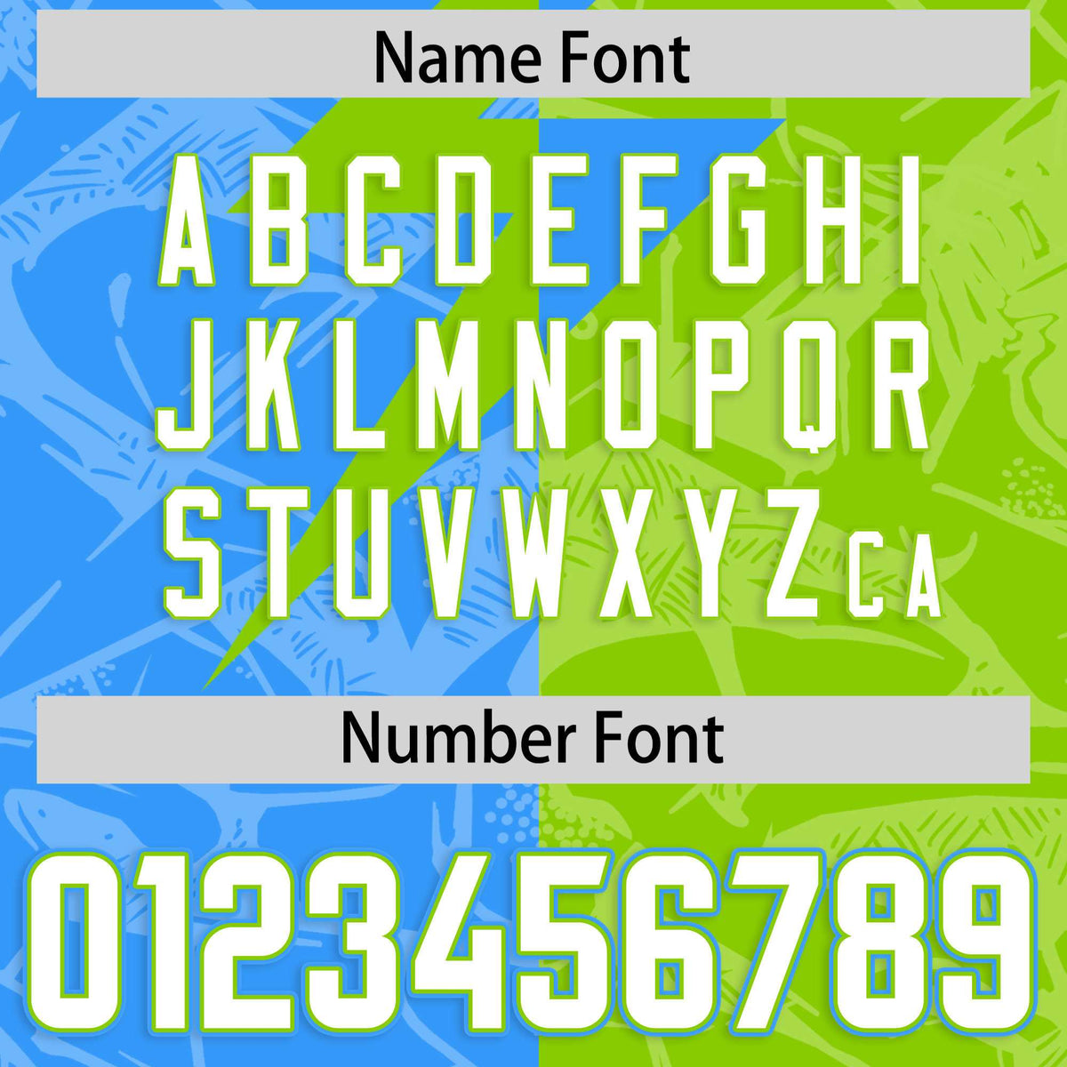 Custom Neon Green Light Blue Split Personalized Lightning Pattern Football Jersey