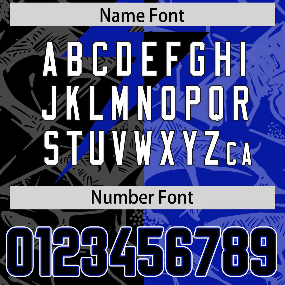 Custom Royal Black Split Personalized Lightning Pattern Football Jersey