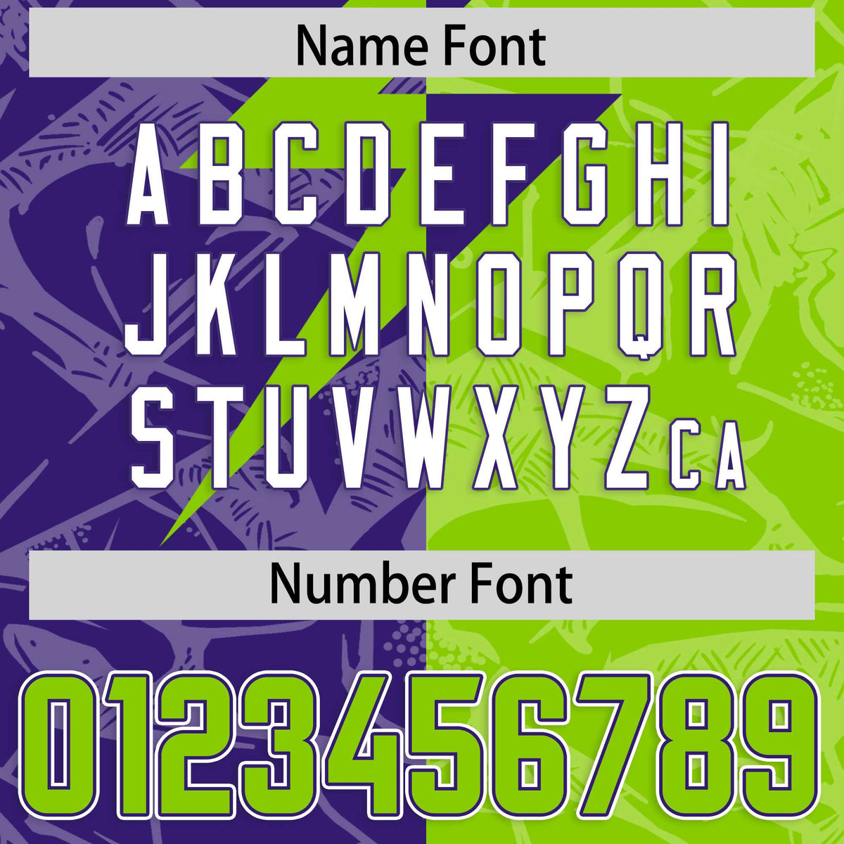 Custom Neon Green Purple Split Personalized Lightning Pattern Football Jersey