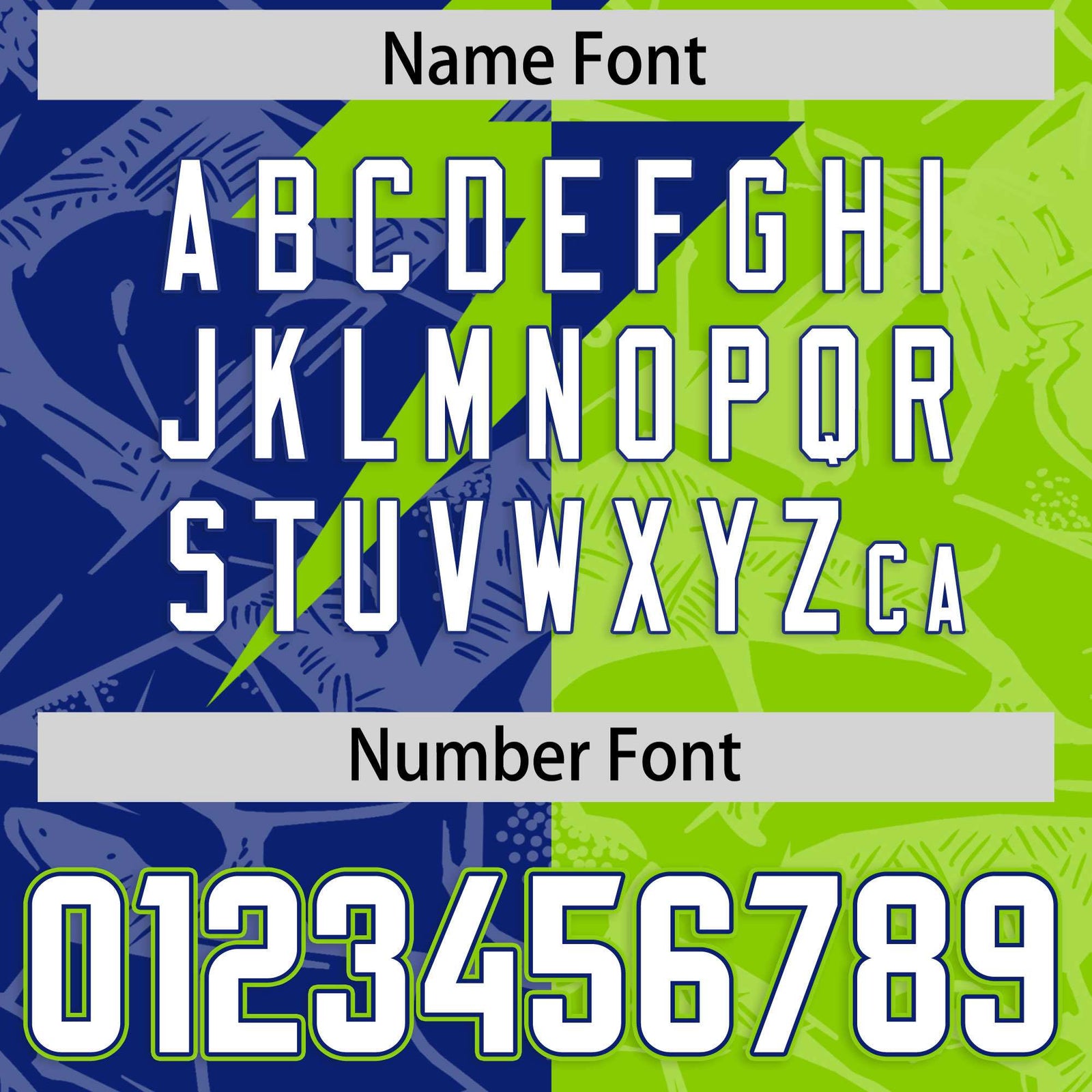 Custom Royal Neon Green Split Personalized Lightning Pattern Football Jersey