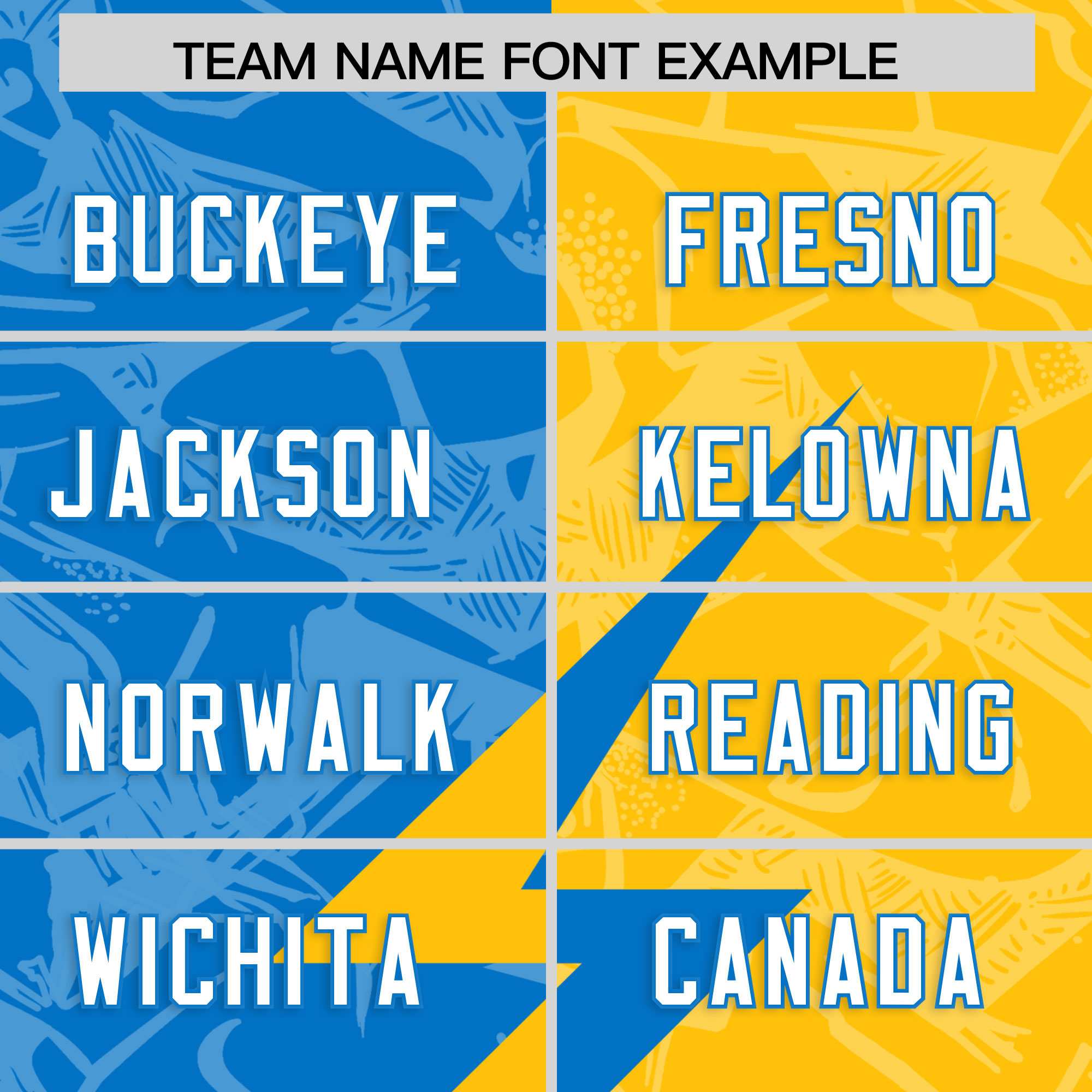 Custom Panther Blue Yellow Split Personalized Lightning Pattern Football Jersey
