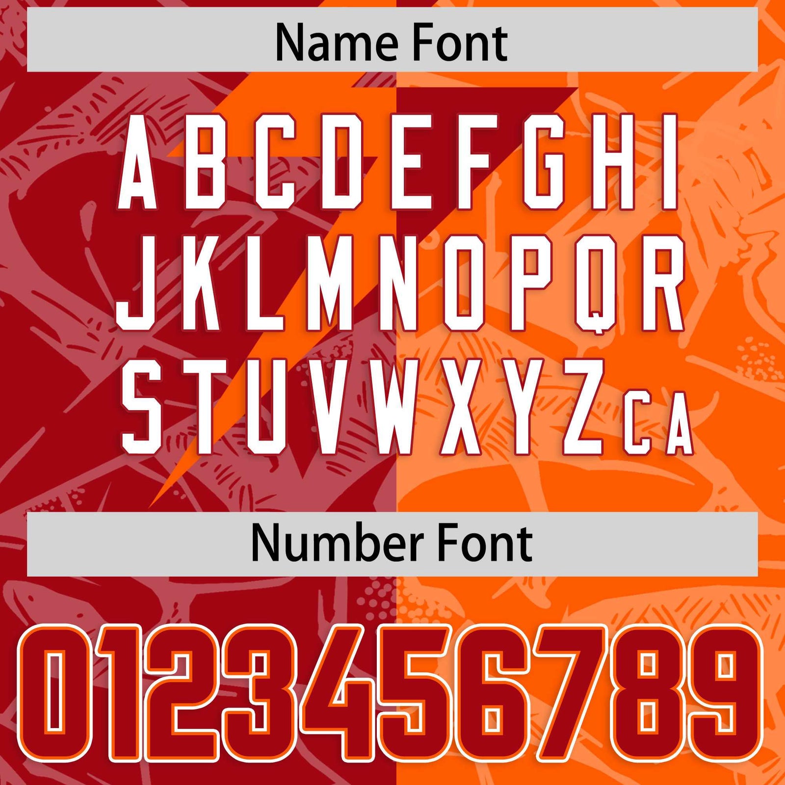 Custom Red Orange Split Personalized Lightning Pattern Football Jersey