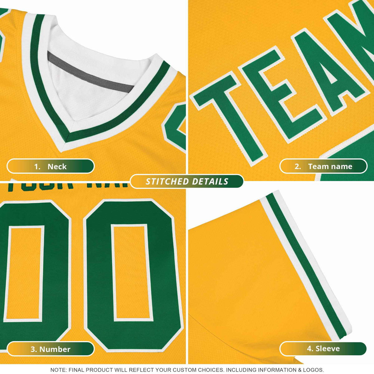 Custom Yellow Light Blue Split Personalized Lightning Pattern Football Jersey