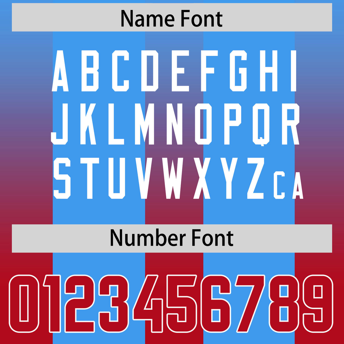 Custom Light Blue Red Vertical Width Stripe Gradient Fashion Personalized Team Football Jersey