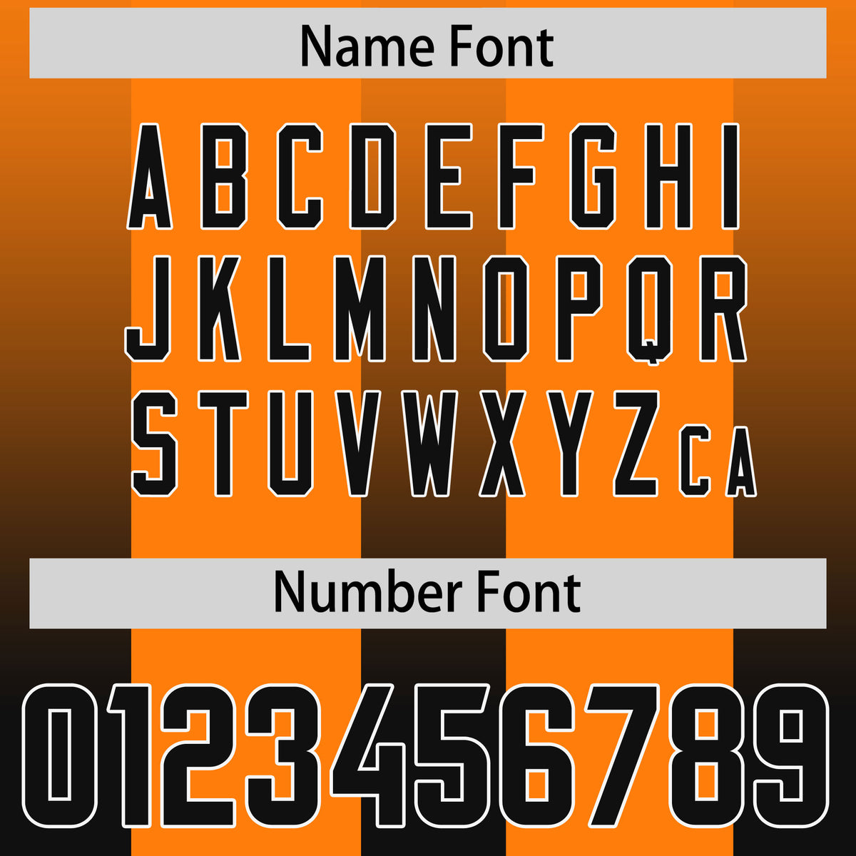 Custom Orange Black Vertical Width Stripe Gradient Fashion Personalized Team Football Jersey