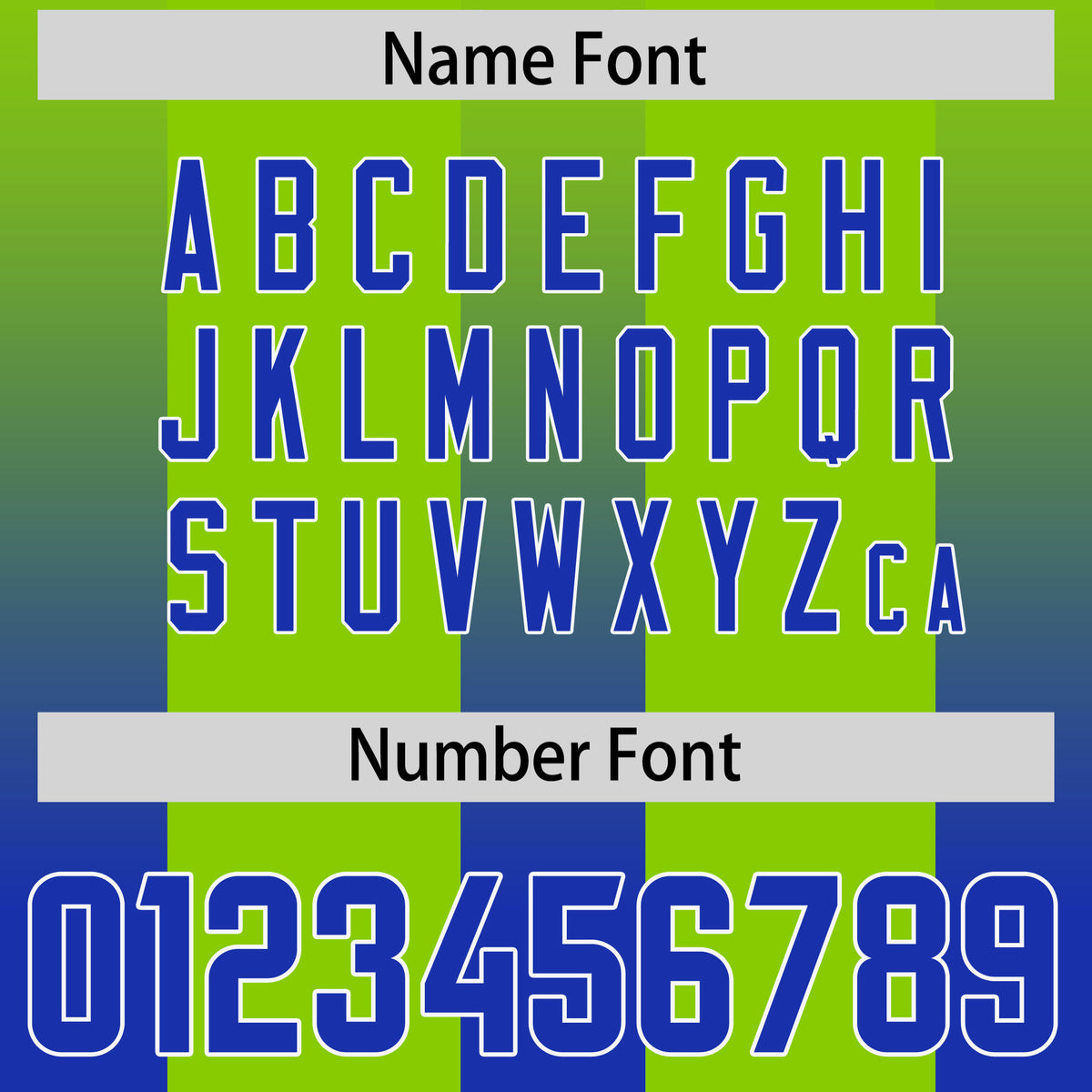 Custom Neon Green Royal Vertical Width Stripe Gradient Fashion Personalized Team Football Jersey