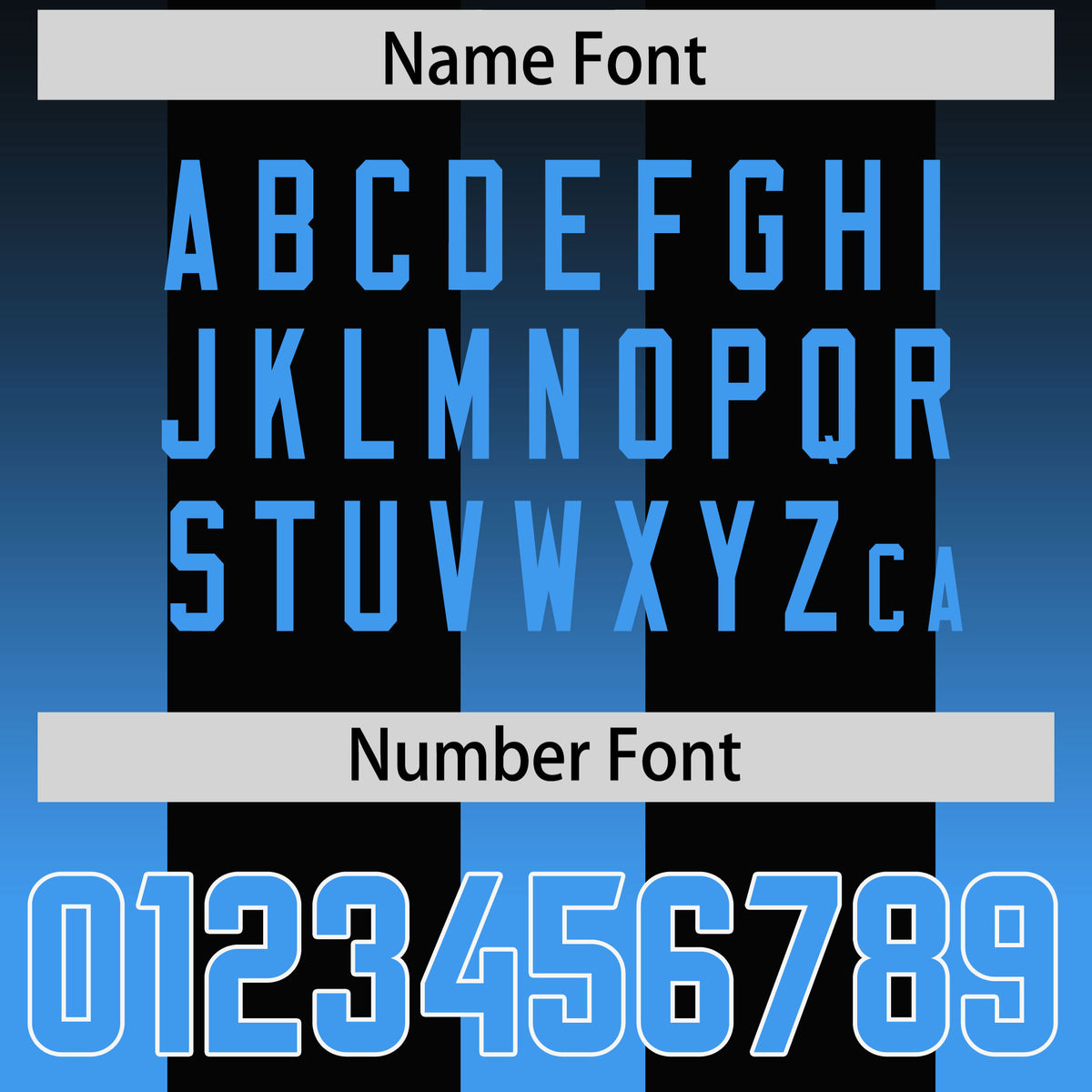 Custom Black Light Blue Vertical Width Stripe Gradient Fashion Personalized Team Football Jersey