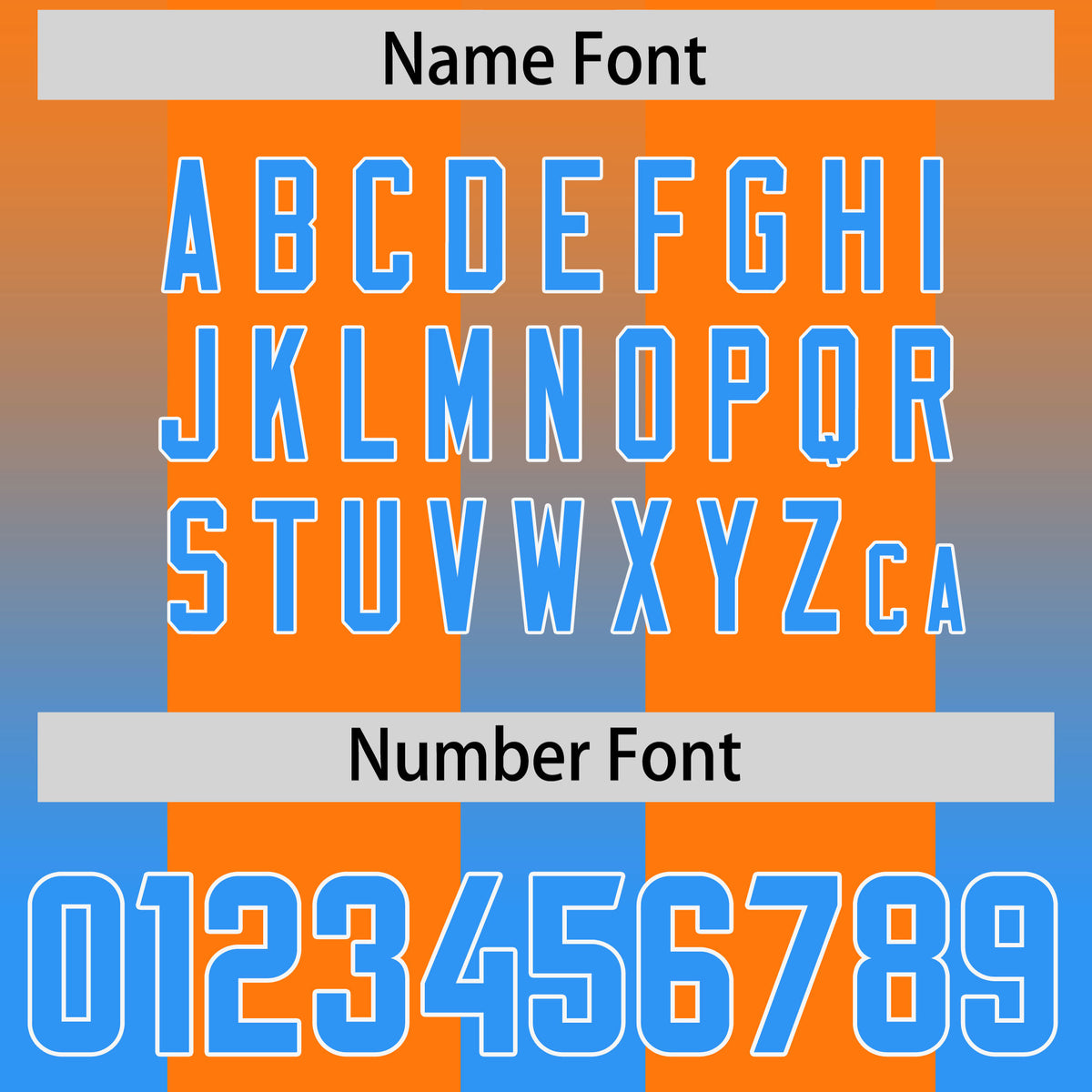 Custom Orange Light Blue Vertical Width Stripe Gradient Fashion Personalized Team Football Jersey