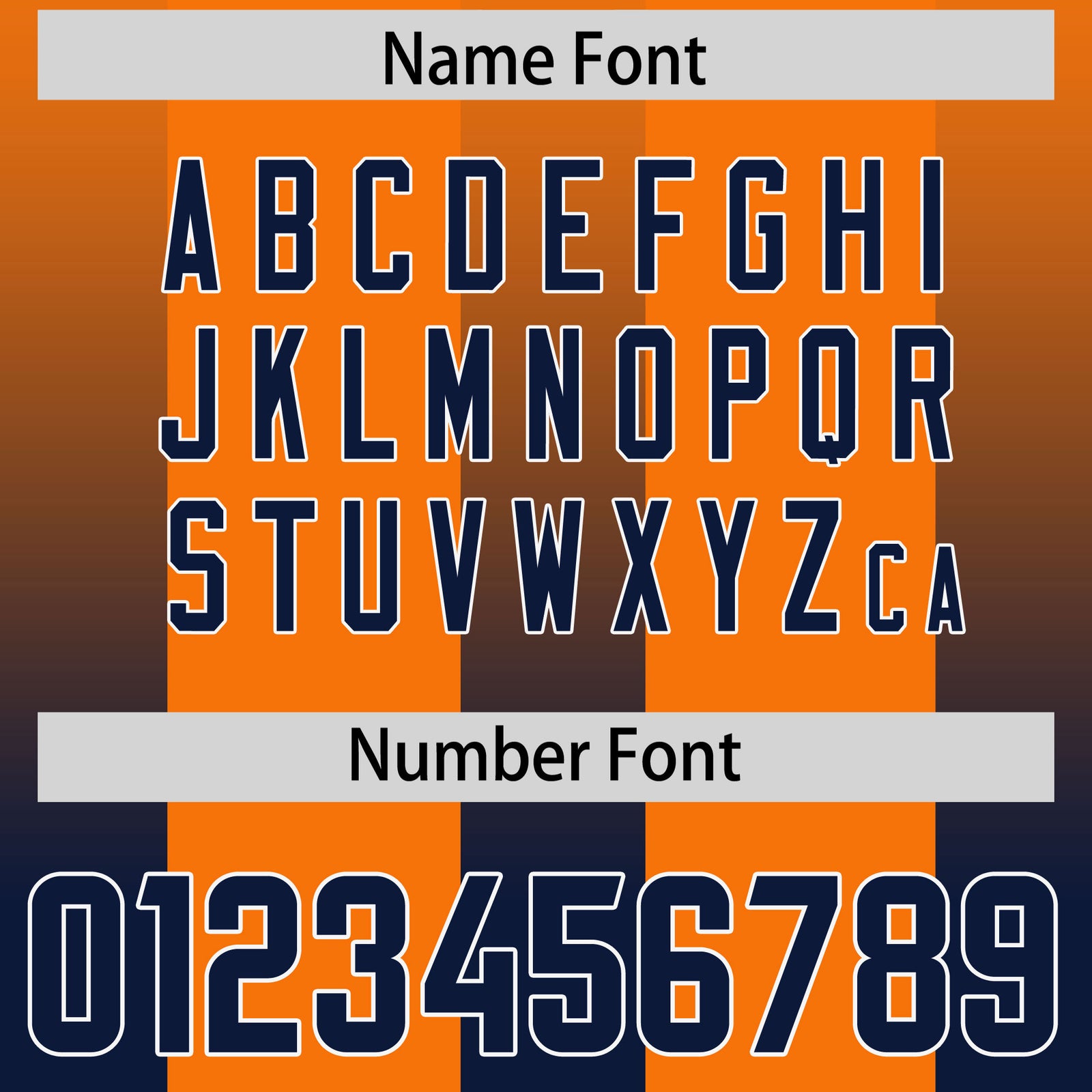 Custom Orange Navy Vertical Width Stripe Gradient Fashion Personalized Team Football Jersey