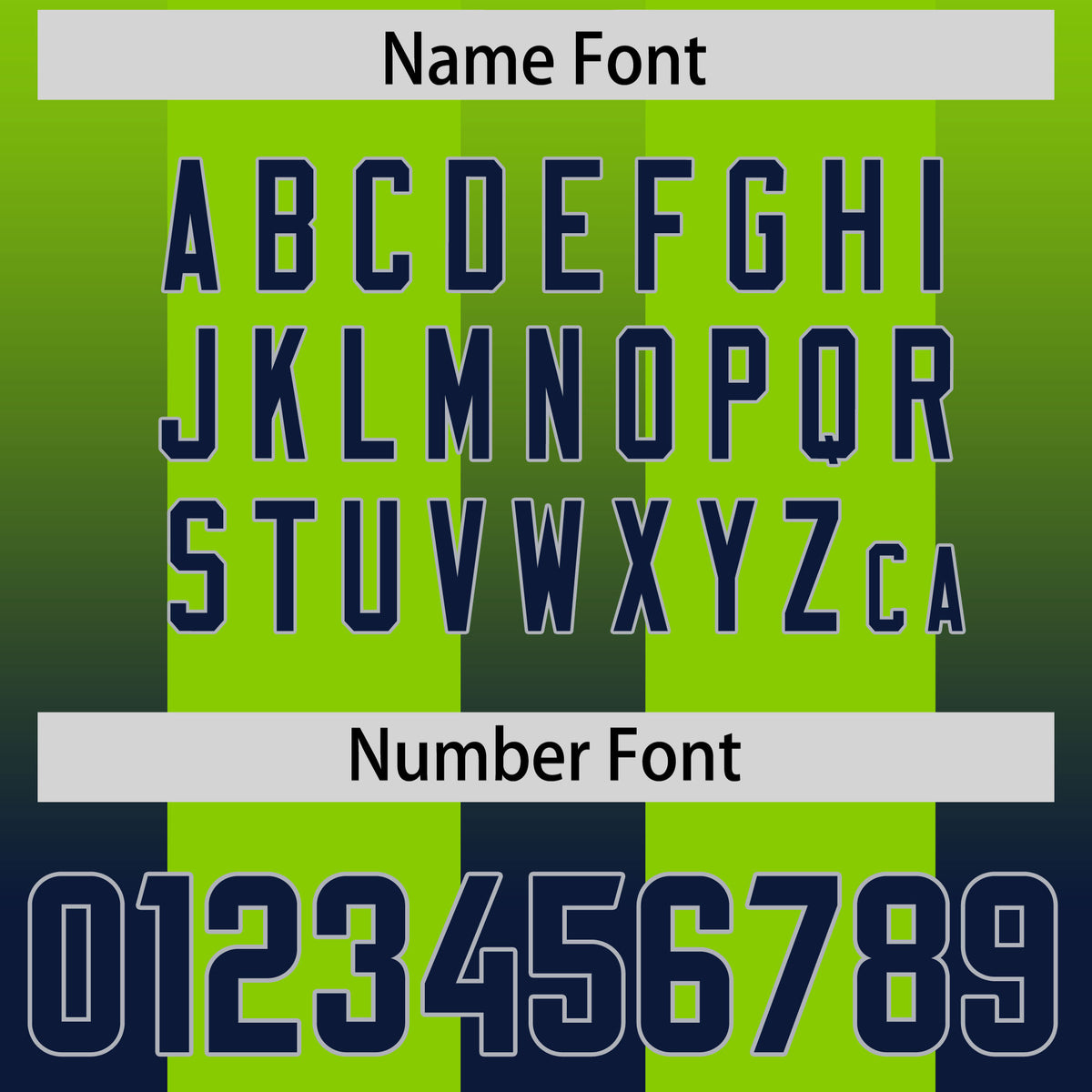 Custom Neon Green Navy Vertical Width Stripe Gradient Fashion Personalized Team Football Jersey