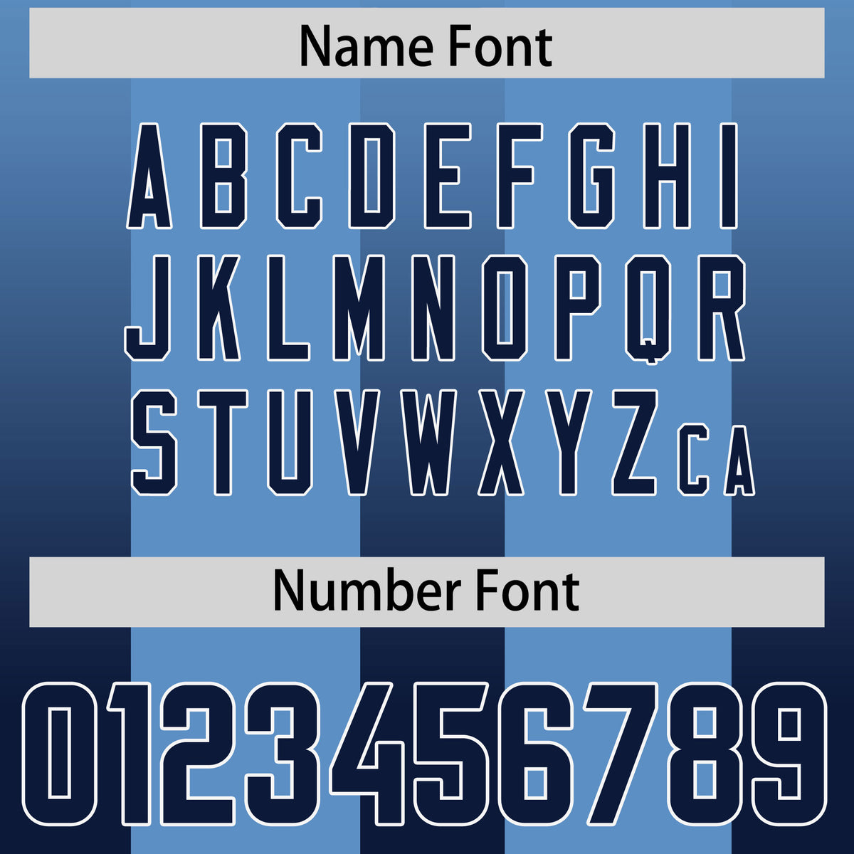 Custom Powder Blue Navy Vertical Width Stripe Gradient Fashion Personalized Team Football Jersey