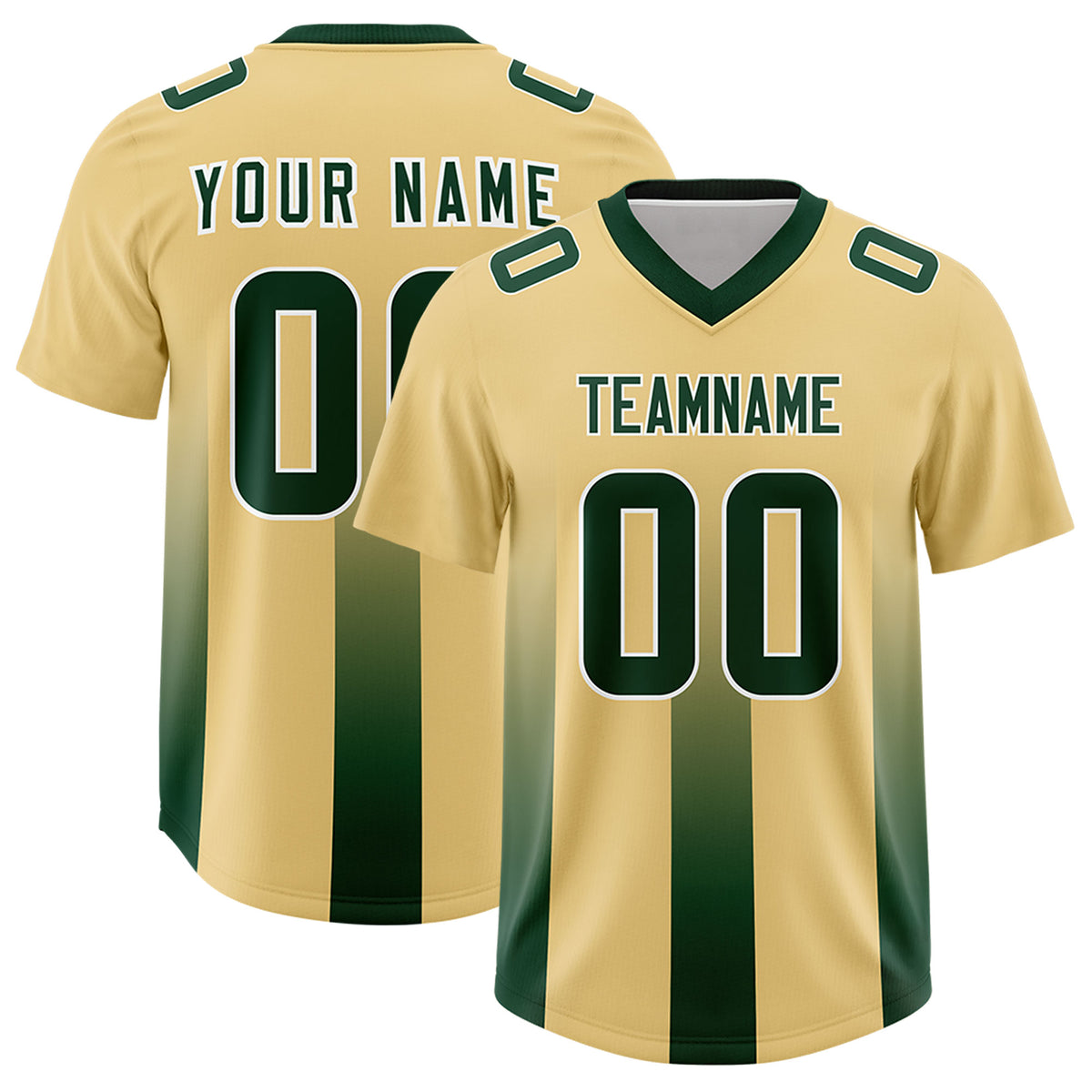 Custom Khaki Green Vertical Width Stripe Gradient Fashion Personalized Team Football Jersey
