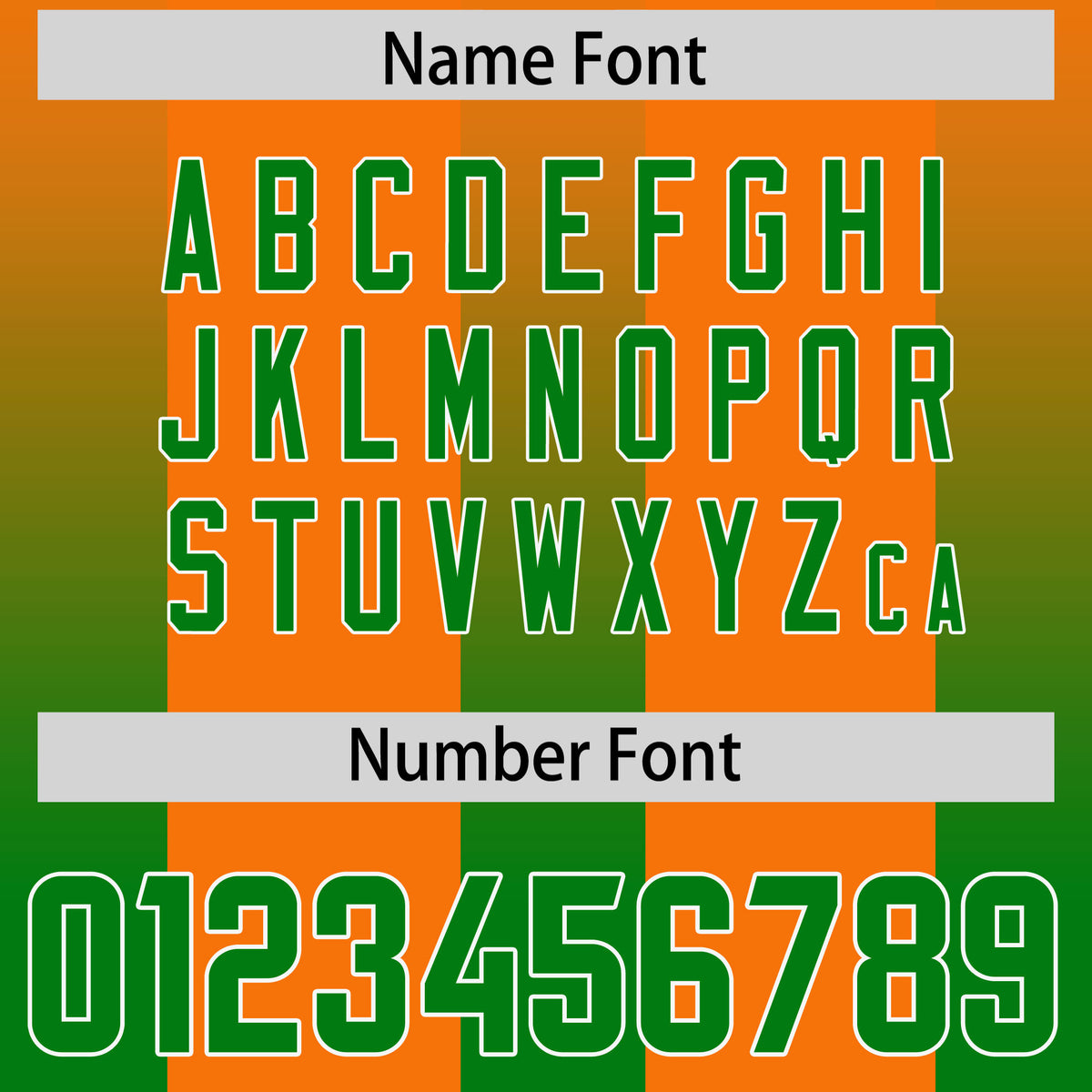 Custom Orange Kelly Green Vertical Width Stripe Gradient Fashion Personalized Team Football Jersey