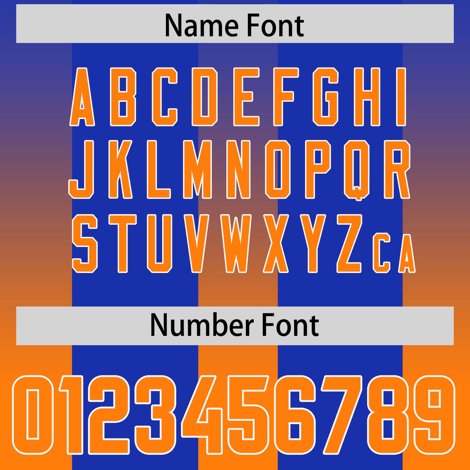 Custom Royal Orange Vertical Width Stripe Gradient Fashion Personalized Team Football Jersey