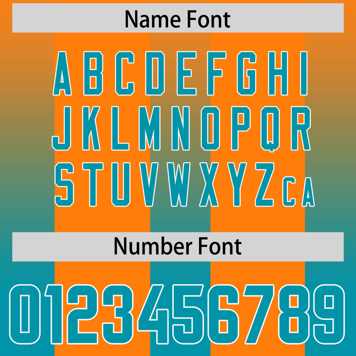 Custom Orange Aqua Vertical Width Stripe Gradient Fashion Personalized Team Football Jersey