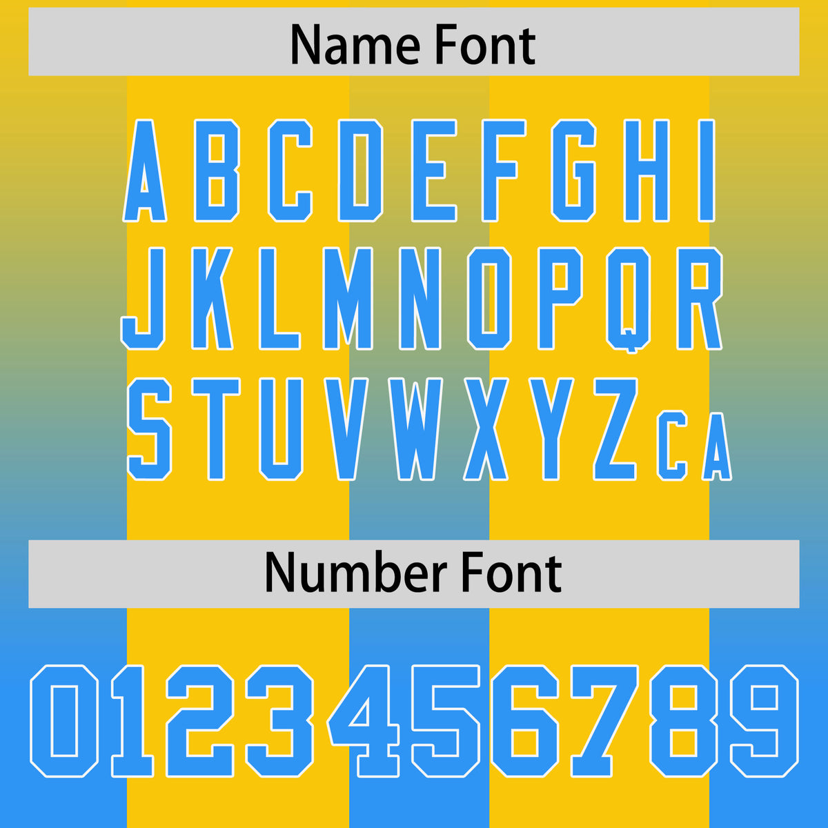 Custom Yellow Light Blue Vertical Width Stripe Gradient Fashion Personalized Team Football Jersey