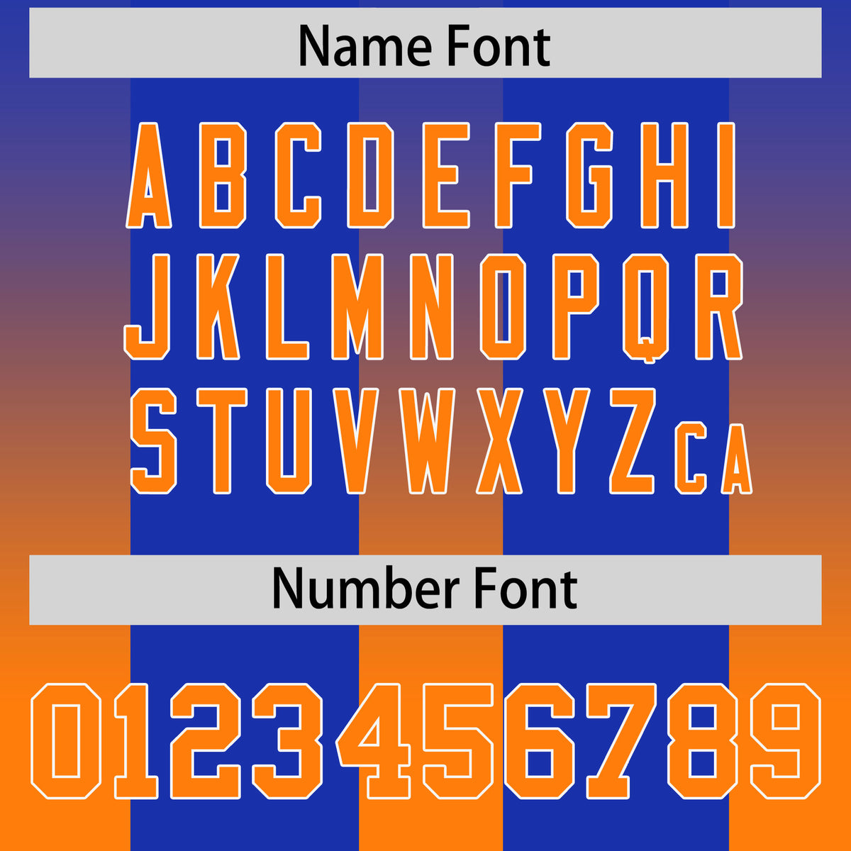 Custom Royal Orange Vertical Width Stripe Gradient Fashion Personalized Team Football Jersey