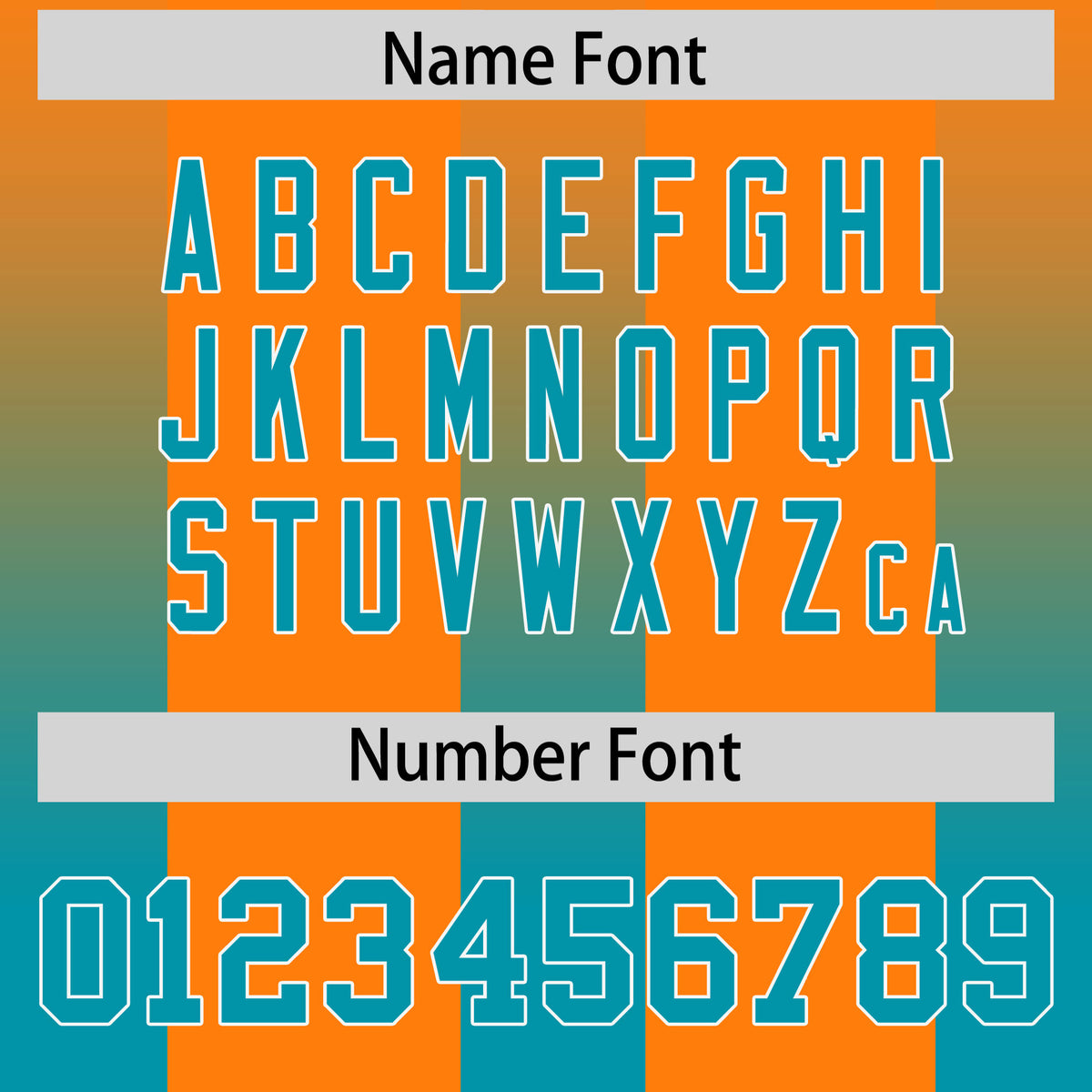 Custom Orange Aqua Vertical Width Stripe Gradient Fashion Personalized Team Football Jersey