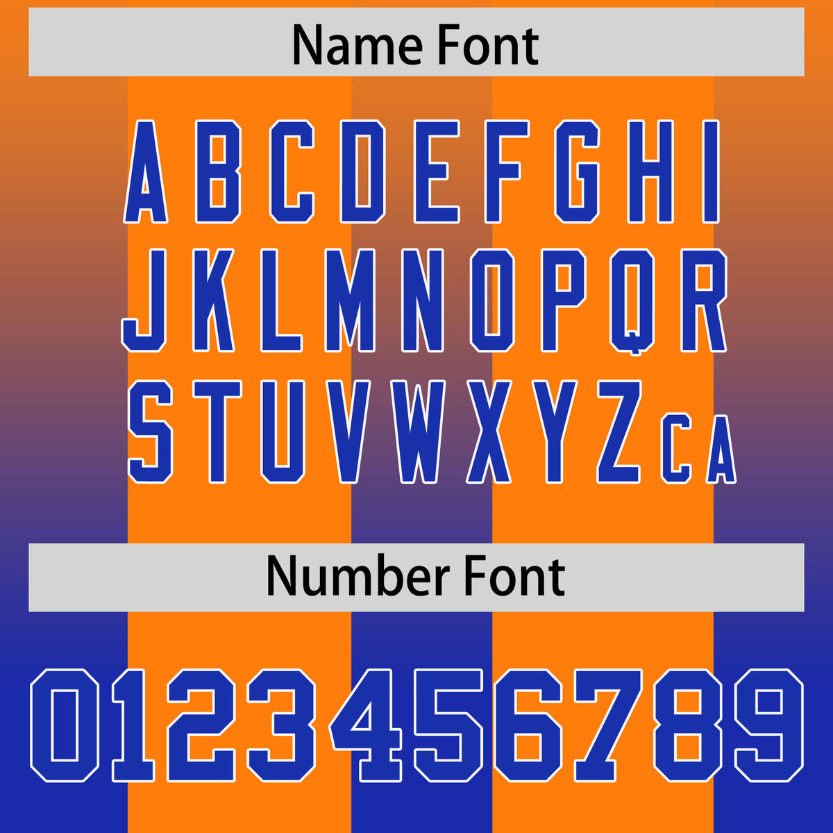 Custom Orange Royal Vertical Width Stripe Gradient Fashion Personalized Team Football Jersey