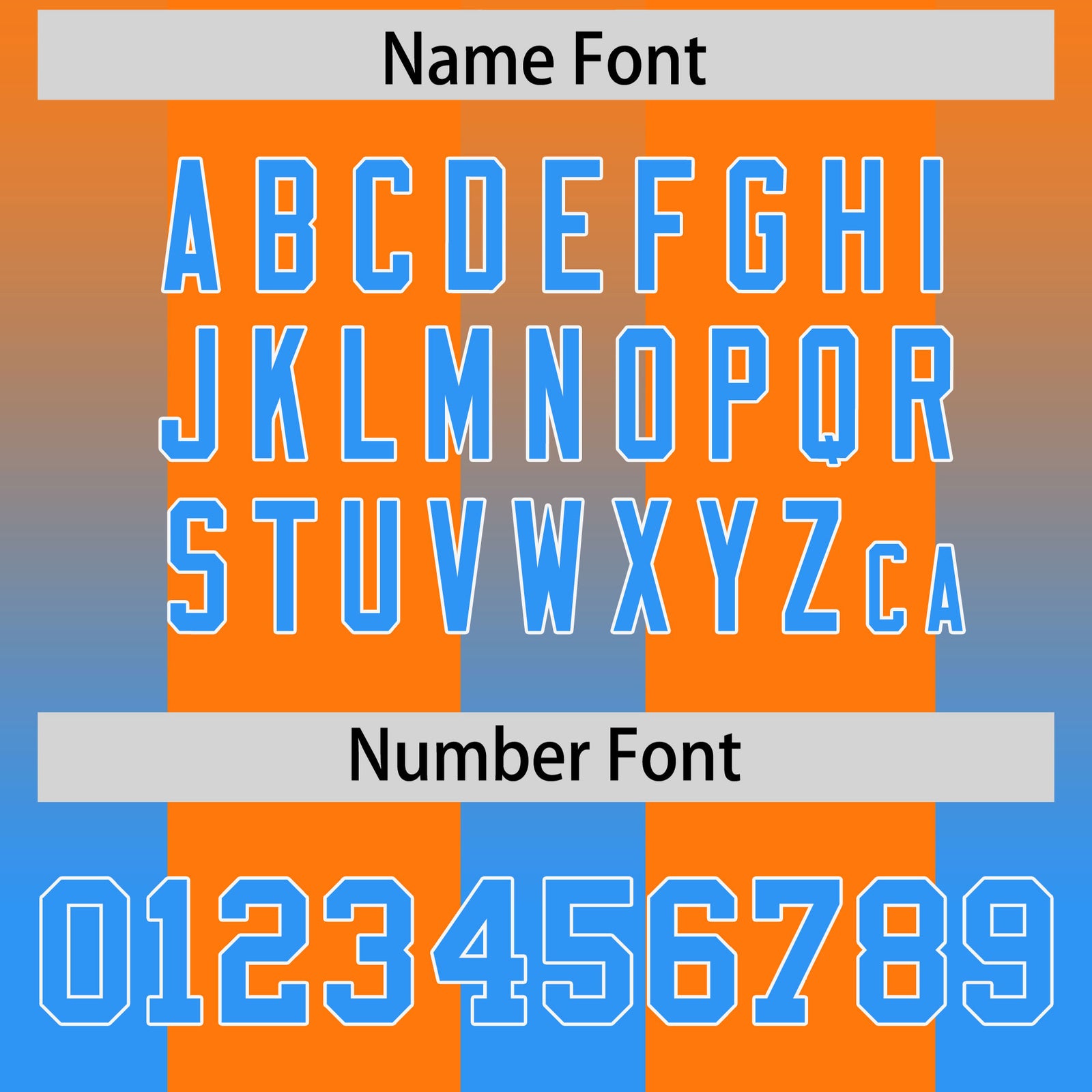 Custom Orange Light Blue Vertical Width Stripe Gradient Fashion Personalized Team Football Jersey