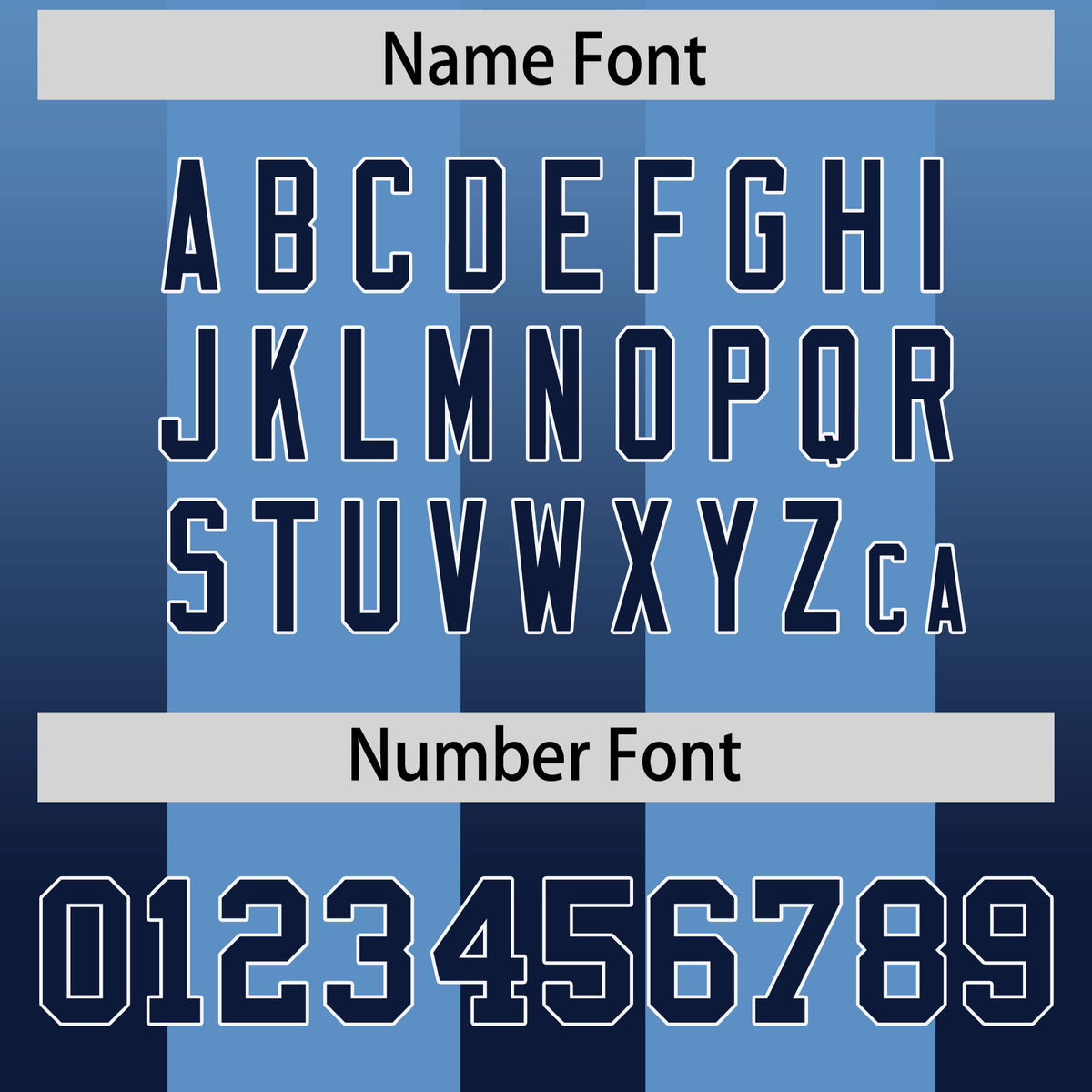 Custom Powder Blue Navy Vertical Width Stripe Gradient Fashion Personalized Team Football Jersey