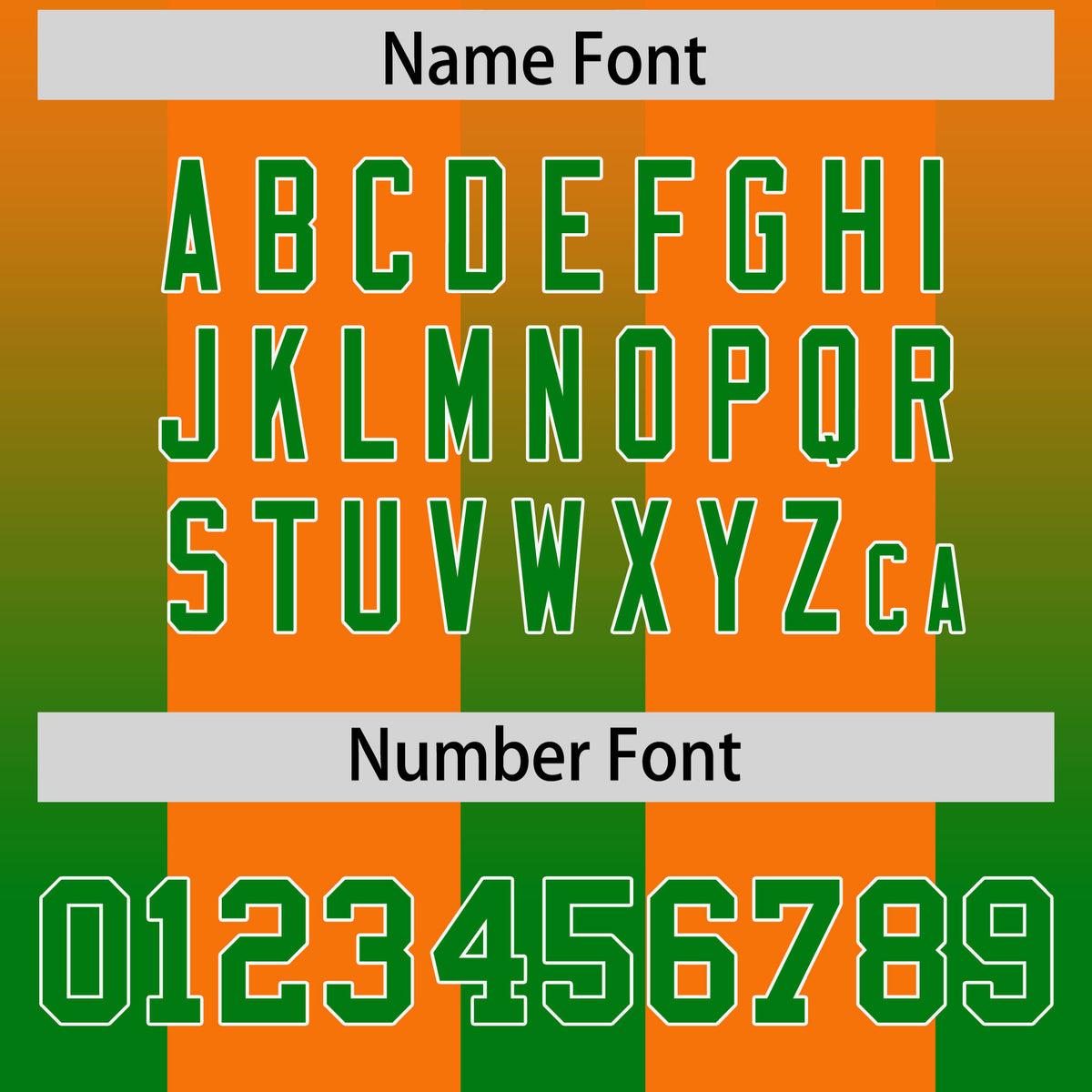 Custom Orange Kelly Green Vertical Width Stripe Gradient Fashion Personalized Team Football Jersey