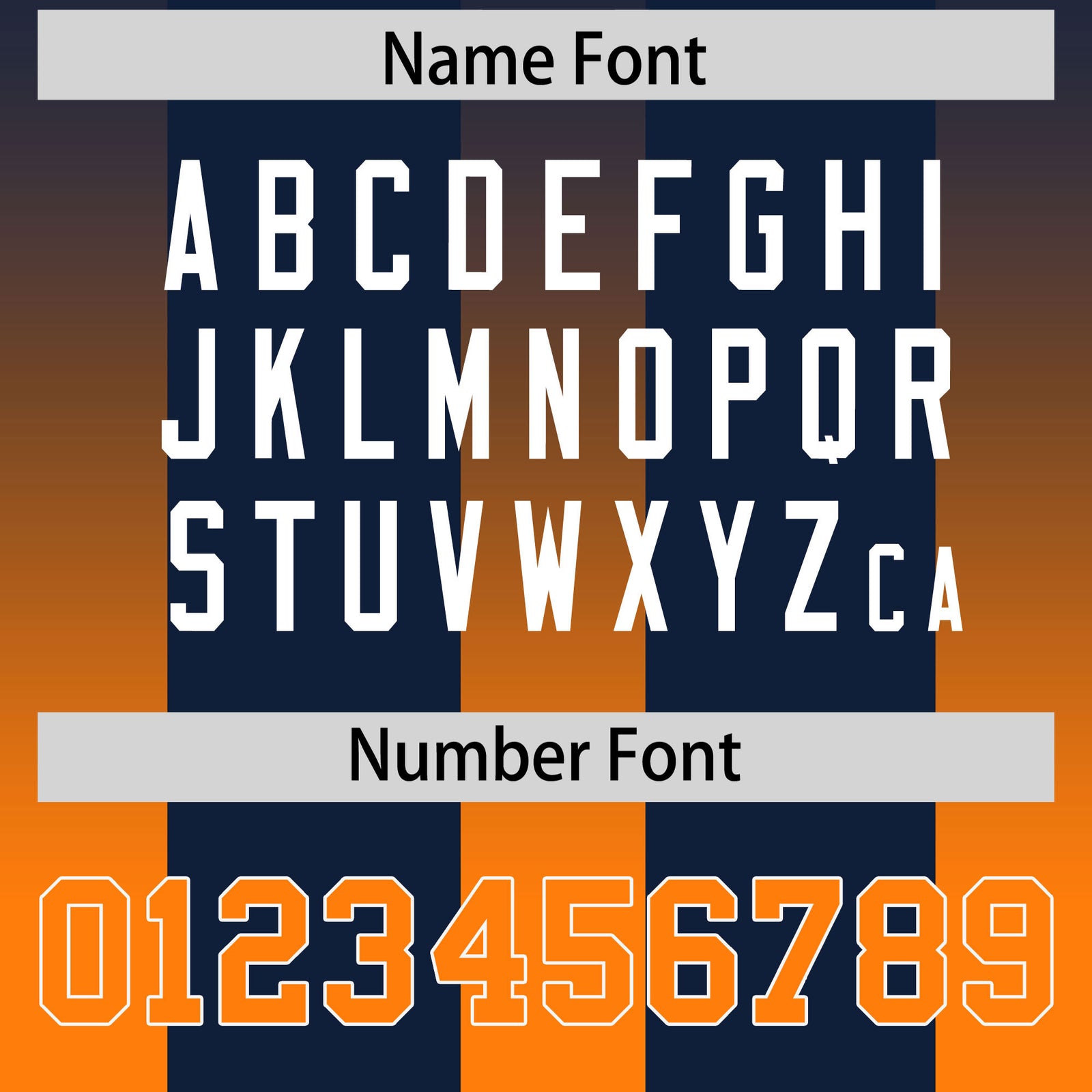 Custom Navy Orange Vertical Width Stripe Gradient Fashion Personalized Team Football Jersey