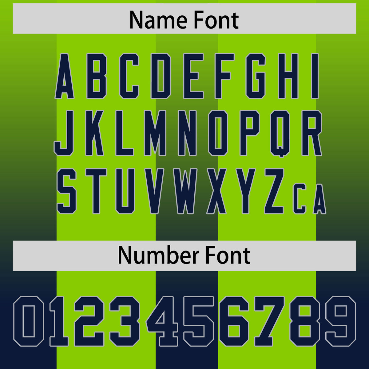 Custom Neon Green Navy Vertical Width Stripe Gradient Fashion Personalized Team Football Jersey