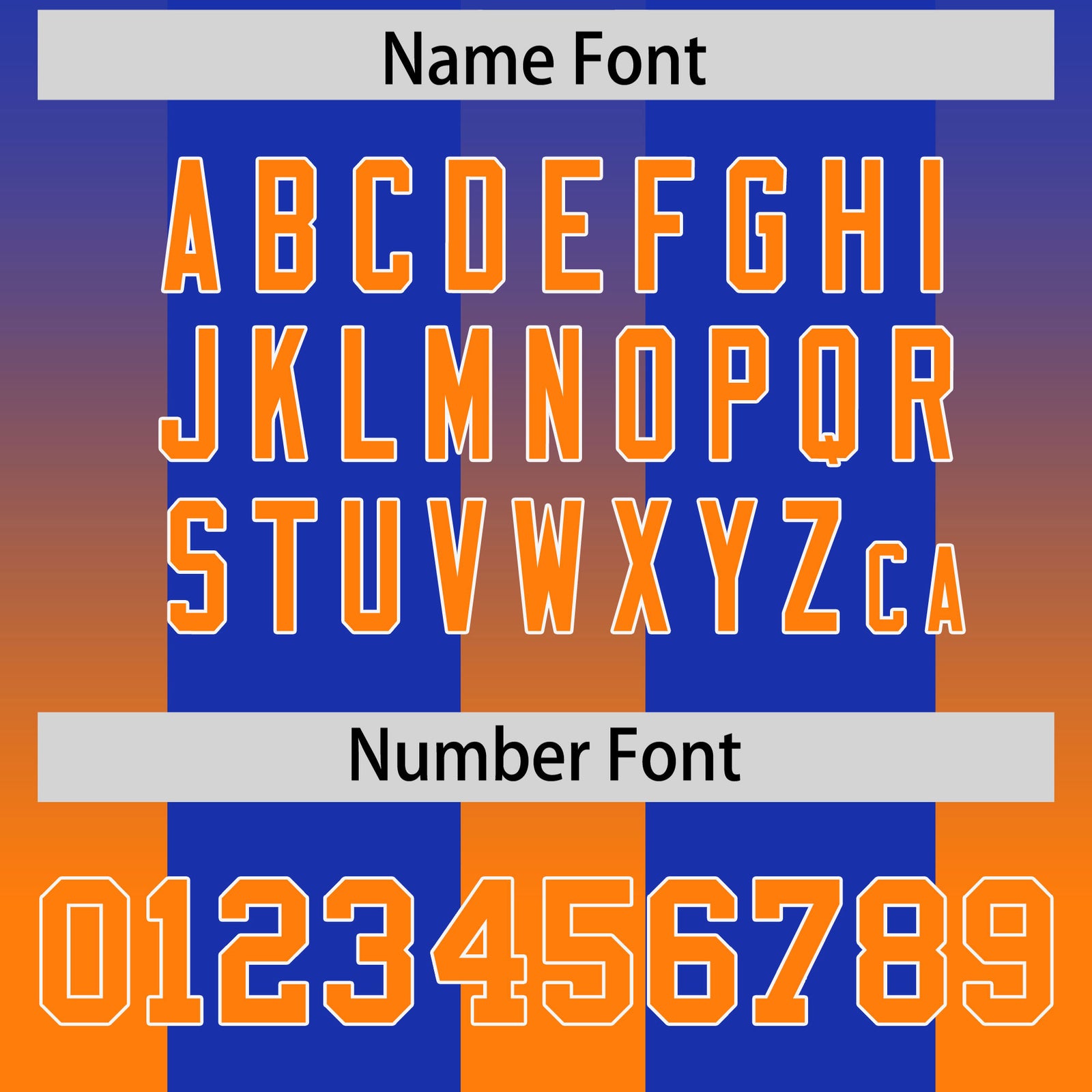 Custom Royal Orange Vertical Width Stripe Gradient Fashion Personalized Team Football Jersey