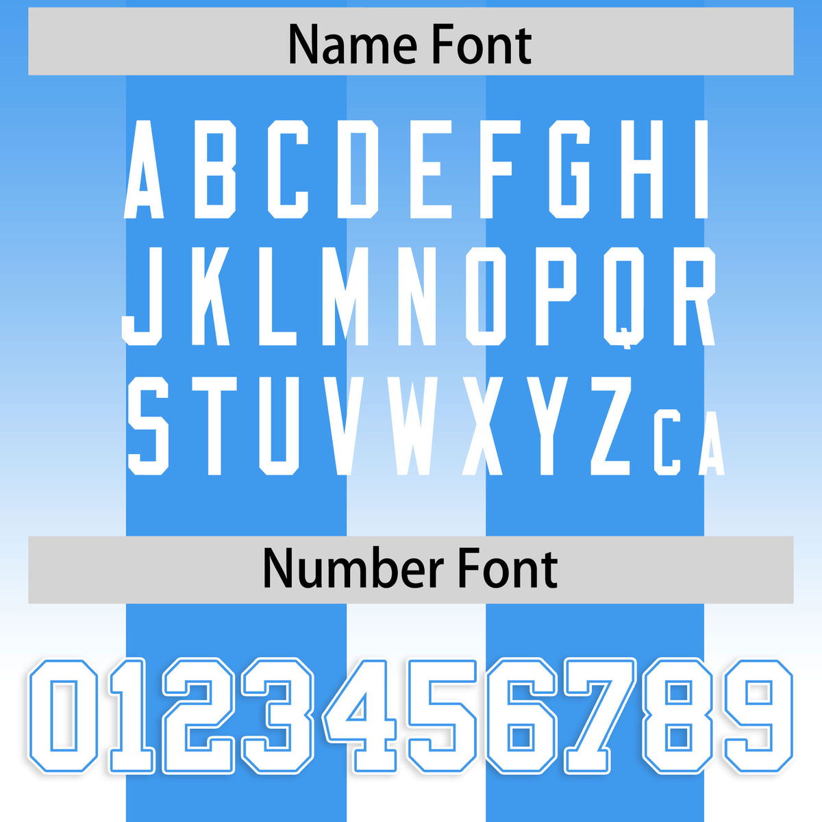 Custom Light Blue White Vertical Width Stripe Gradient Fashion Personalized Team Football Jersey