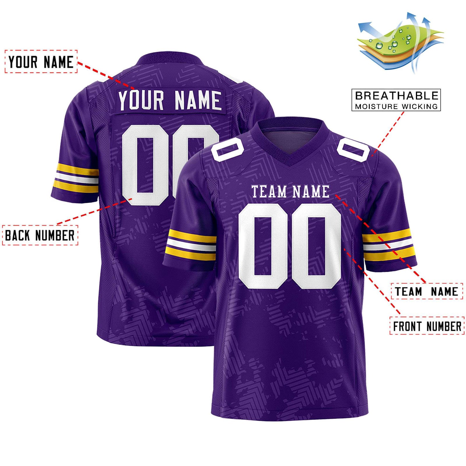 Custom Purple White Personalized Graffiti Line Design Authentic Football Jersey