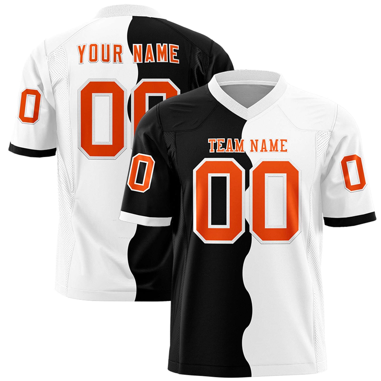 Custom White Black Split Fashion Mesh Authentic Football Jersey