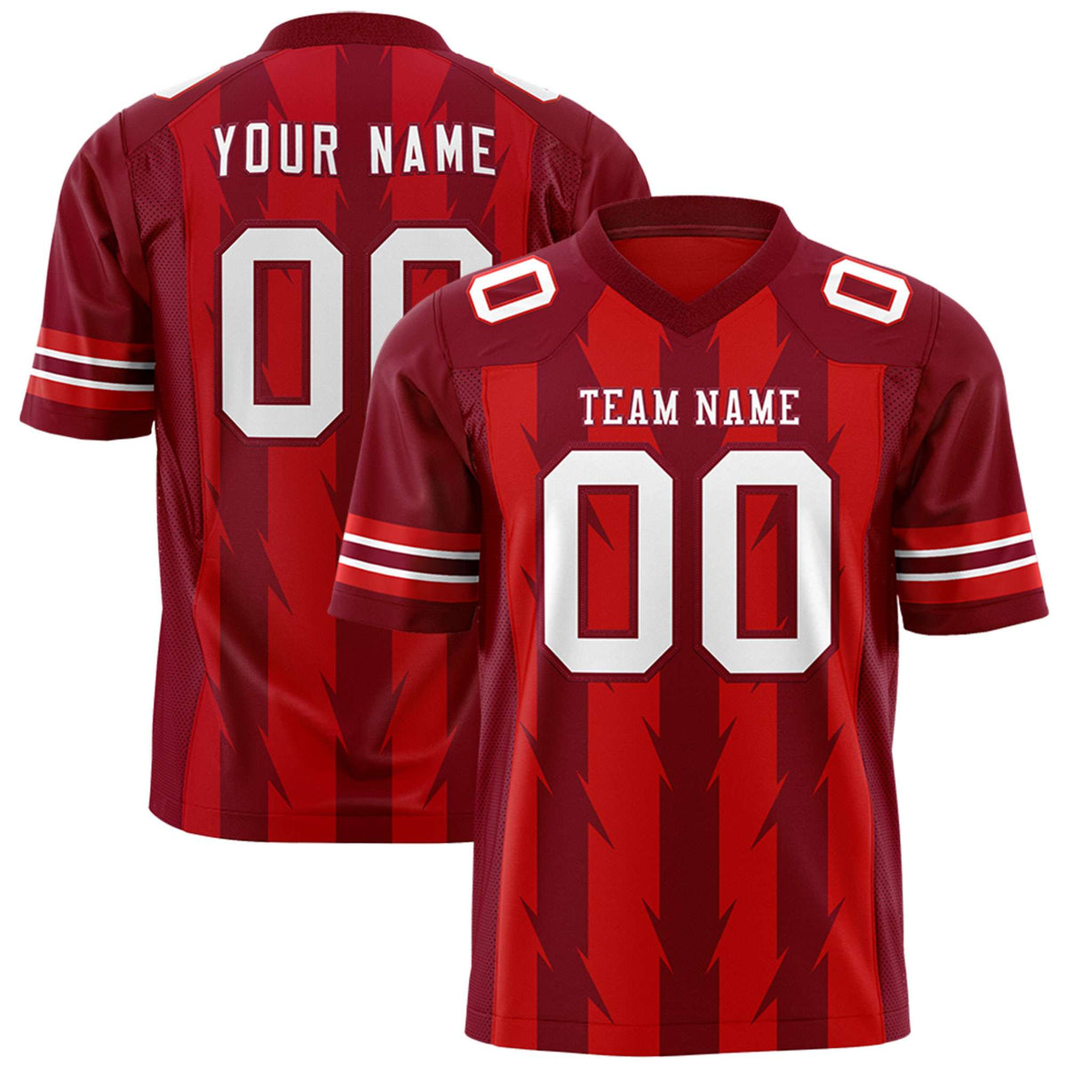 Custom Red and Crimson Graffiti Pattern Practice Flag Football Jerseys For Youth &amp; Mens| KXKSHOP