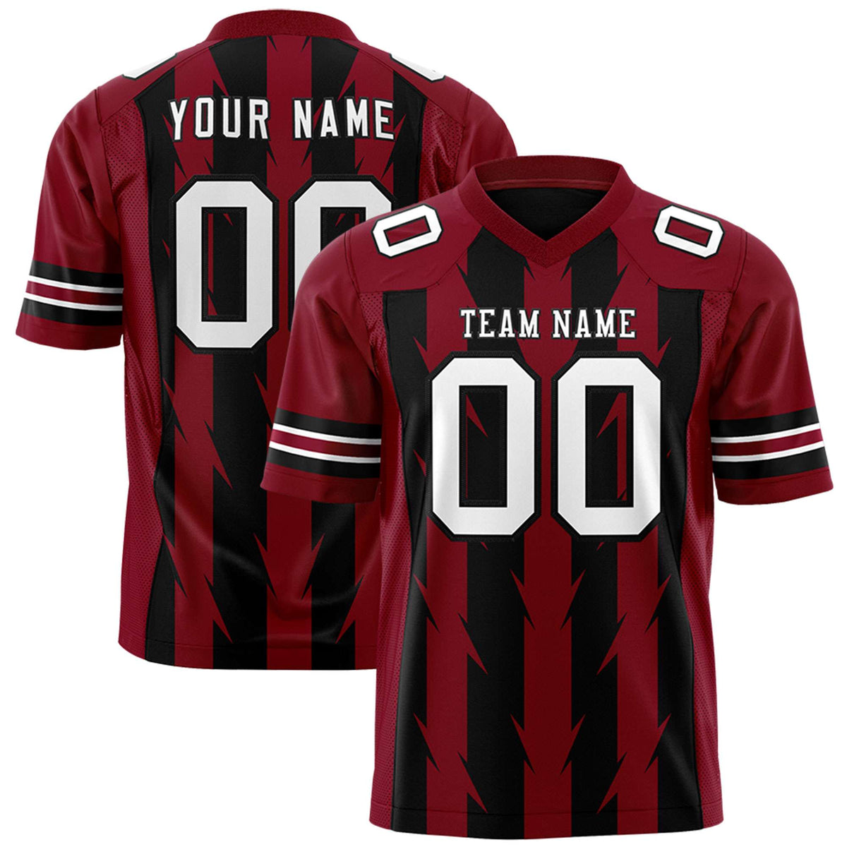 Custom Black and Crimson Graffiti Pattern Practice Flag Football Jerseys For Youth &amp; Mens| KXKSHOP