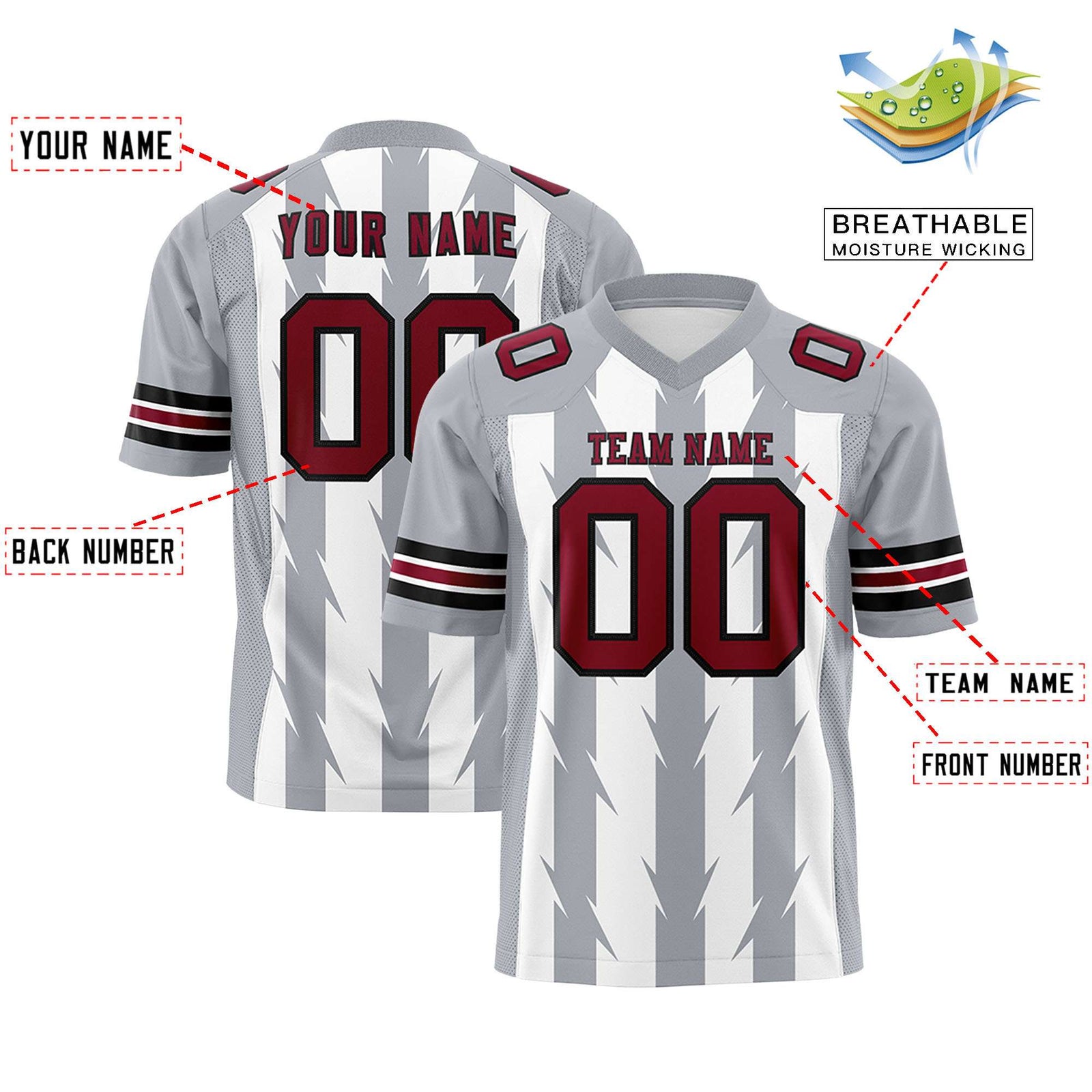 Custom White and Gray Graffiti Pattern Practice Flag Football Jerseys For Youth & Mens| KXKSHOP